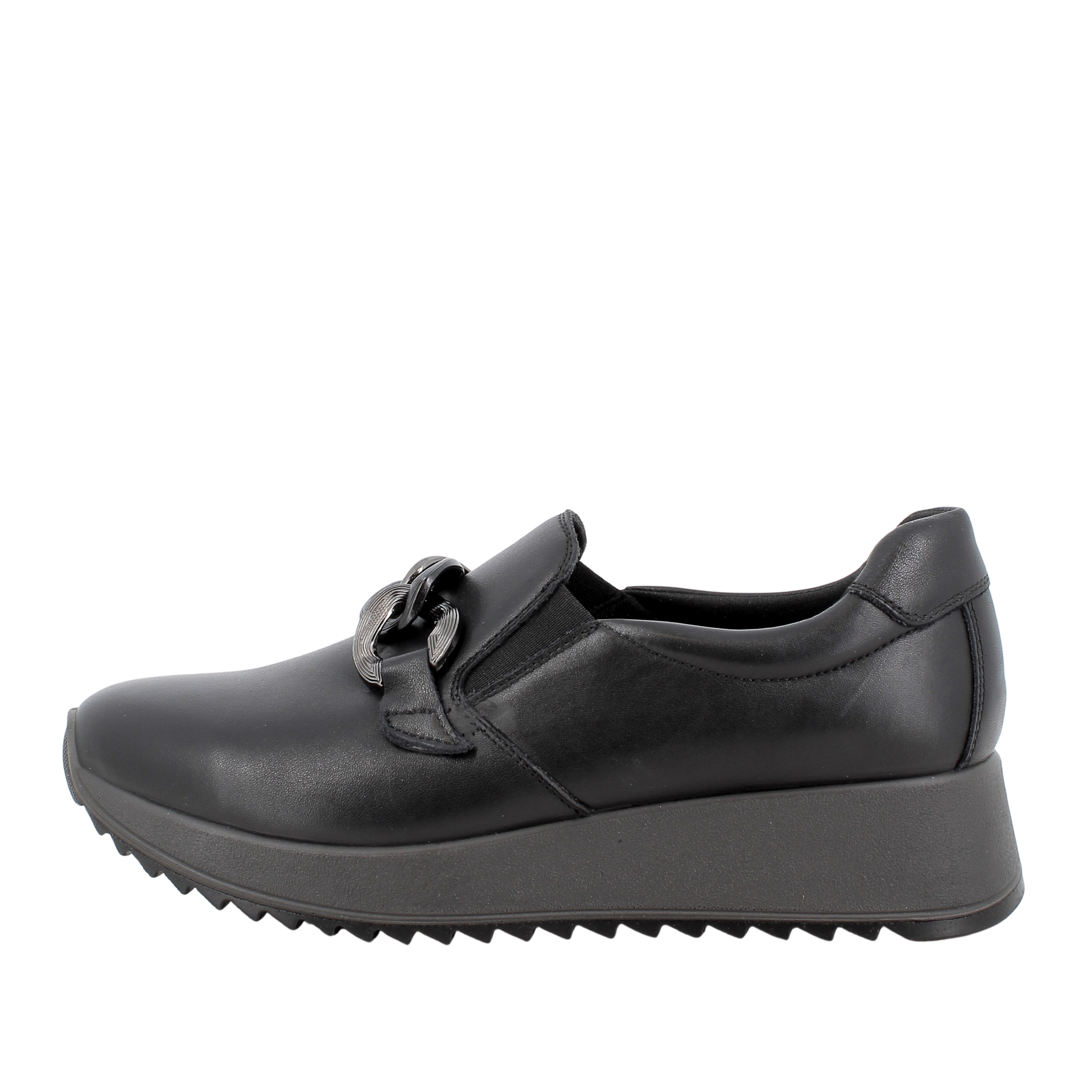 SNEAKERS SLIP ON IN PELLE CON DETTAGLIO METALLICO DONNA NERO