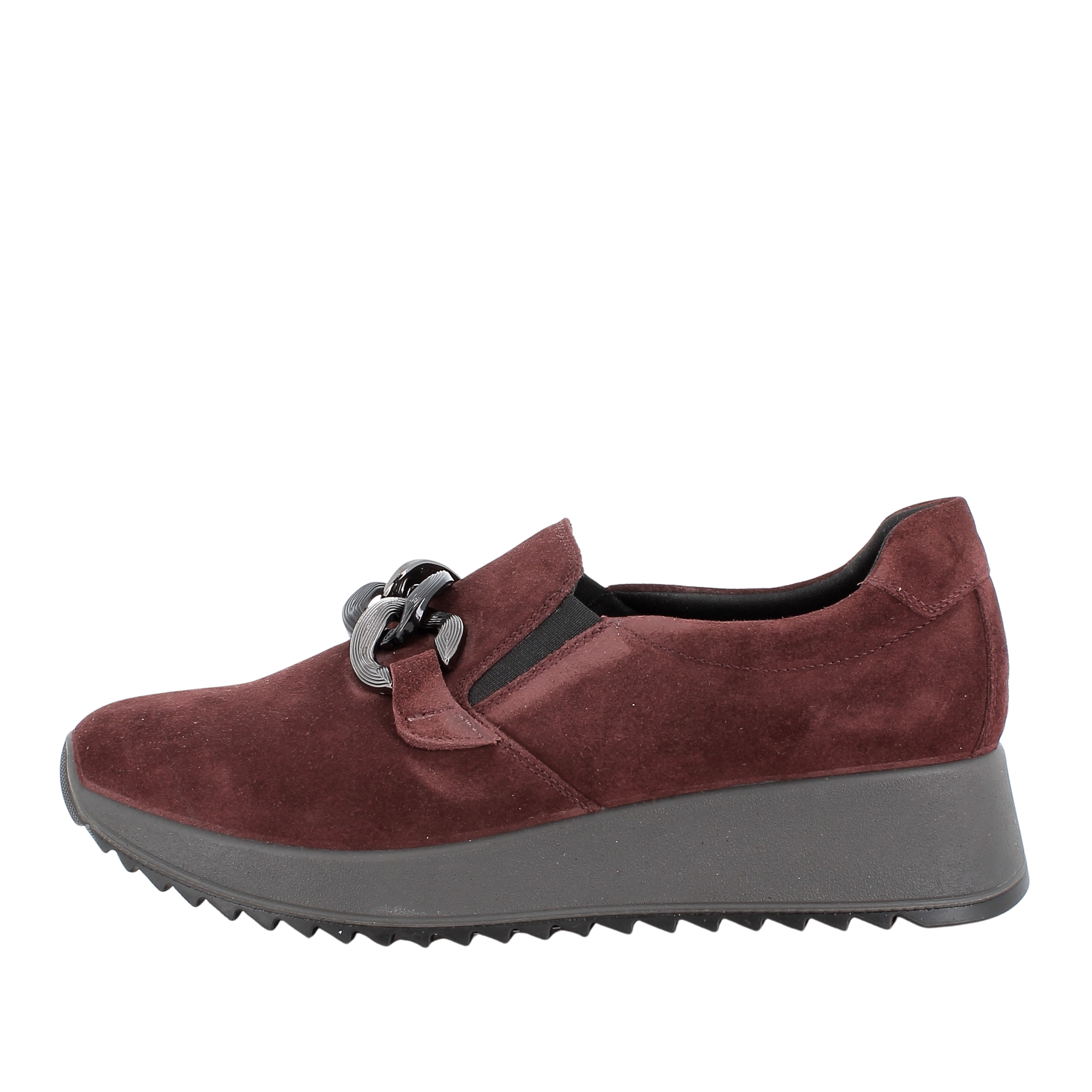 SNEAKERS SLIP ON IN PELLE SCAMOSCIATA CON DETTAGLIO METALLICO DONNA BORDEAUX