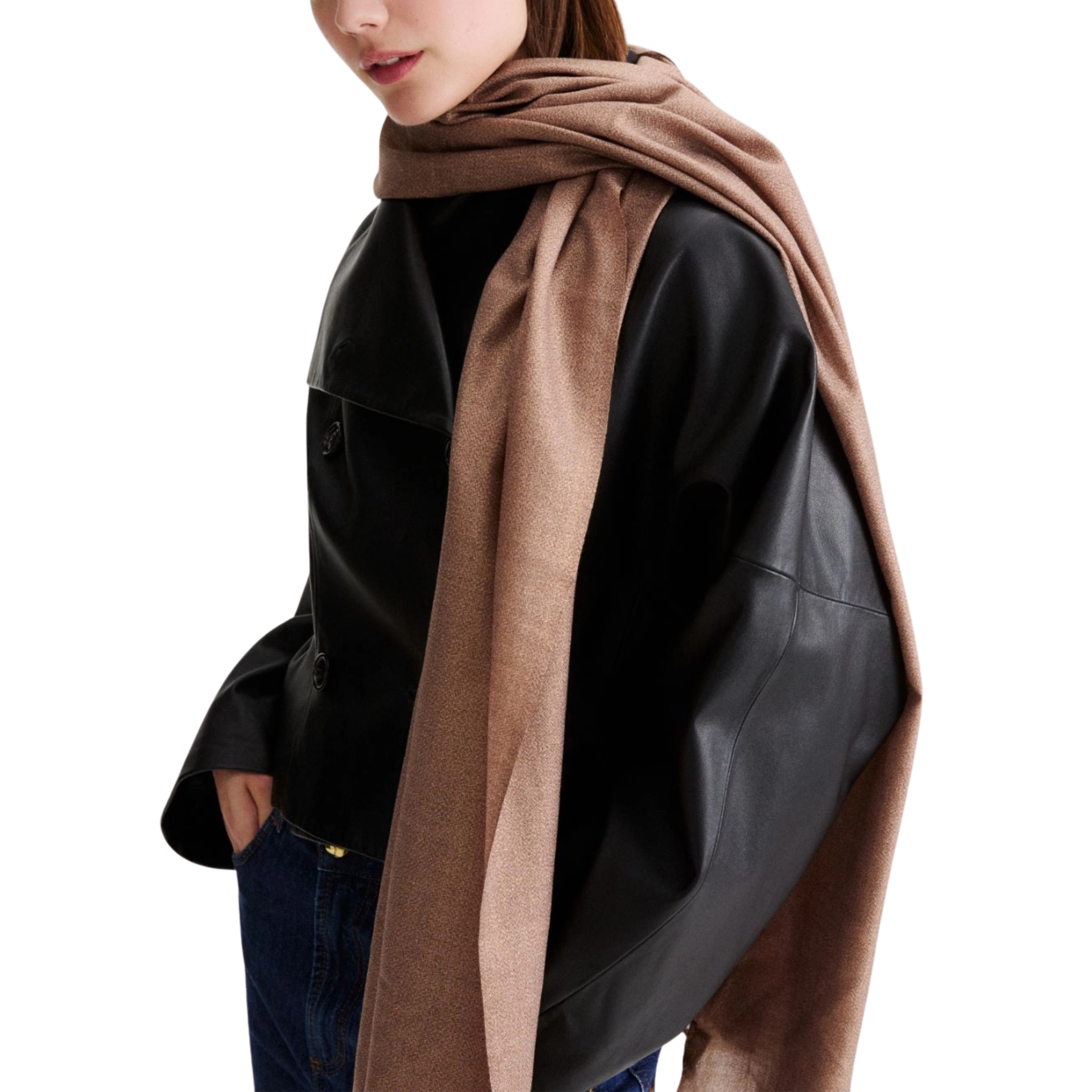STOLA IN LANA E LUREX DONNA MARRONE
