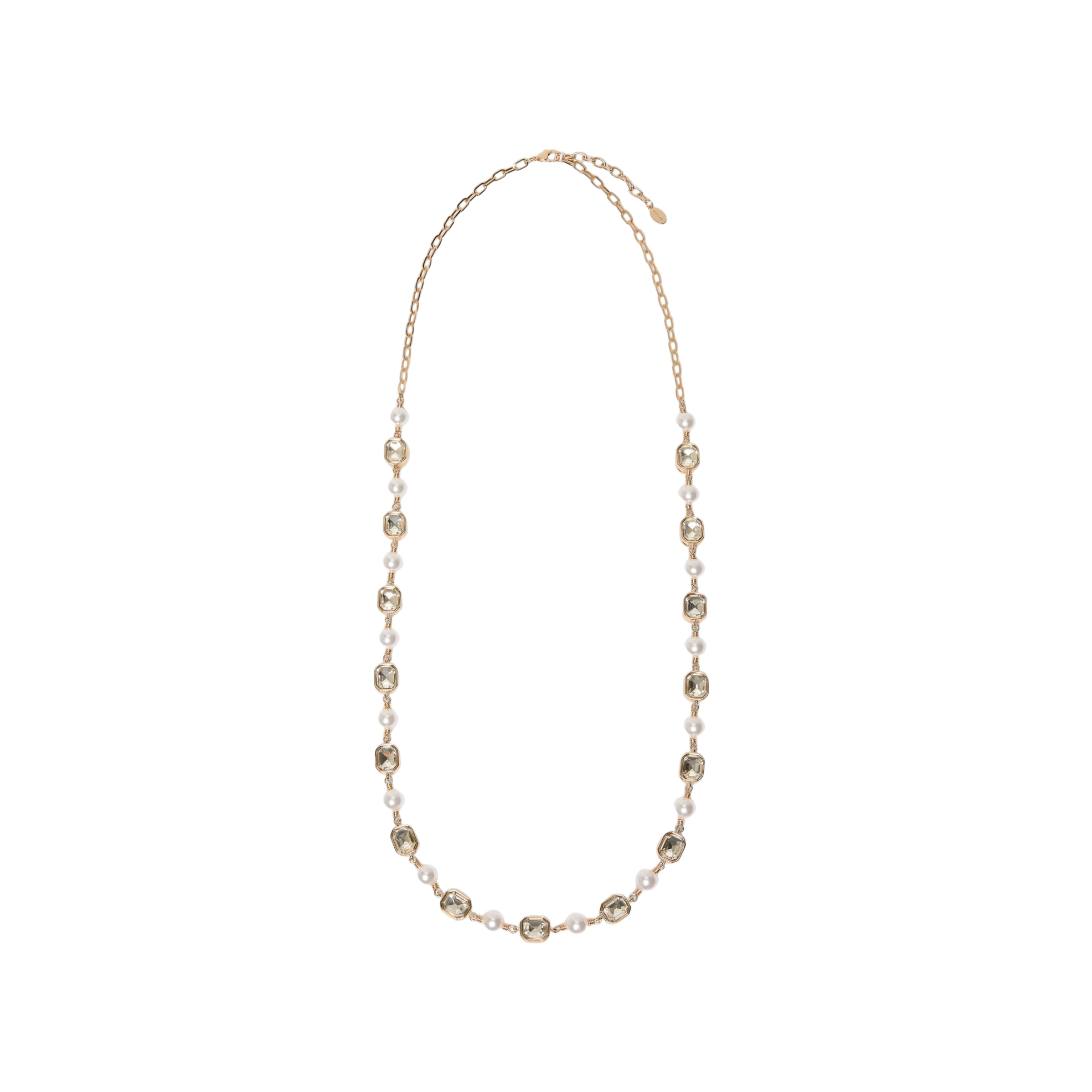 COLLANA LUNGA CON PERLE E CRISTALLI DONNA ORO