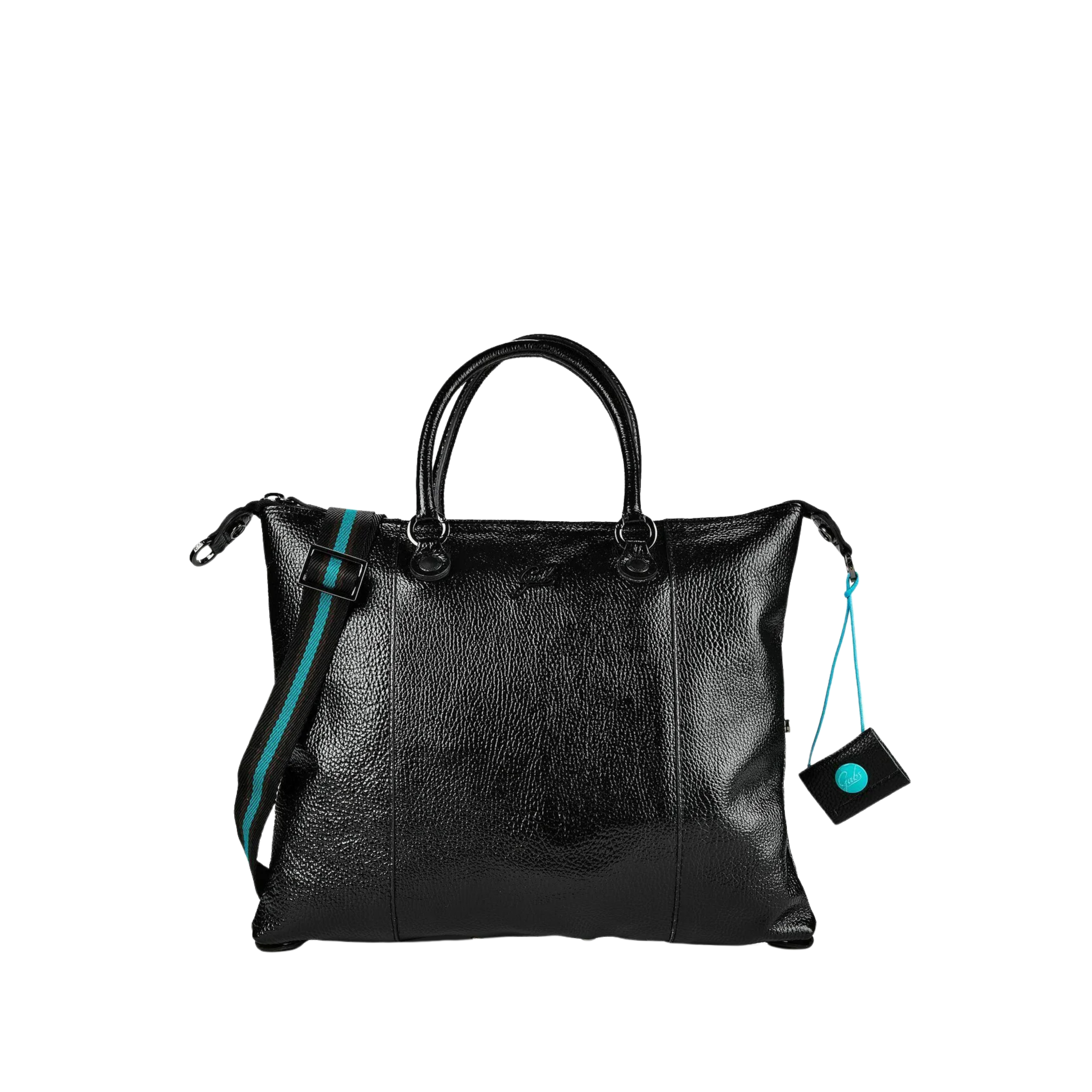 BORSA SHOPPING MULTIFUNZIONE IN PELLE LUCIDA DONNA NERO