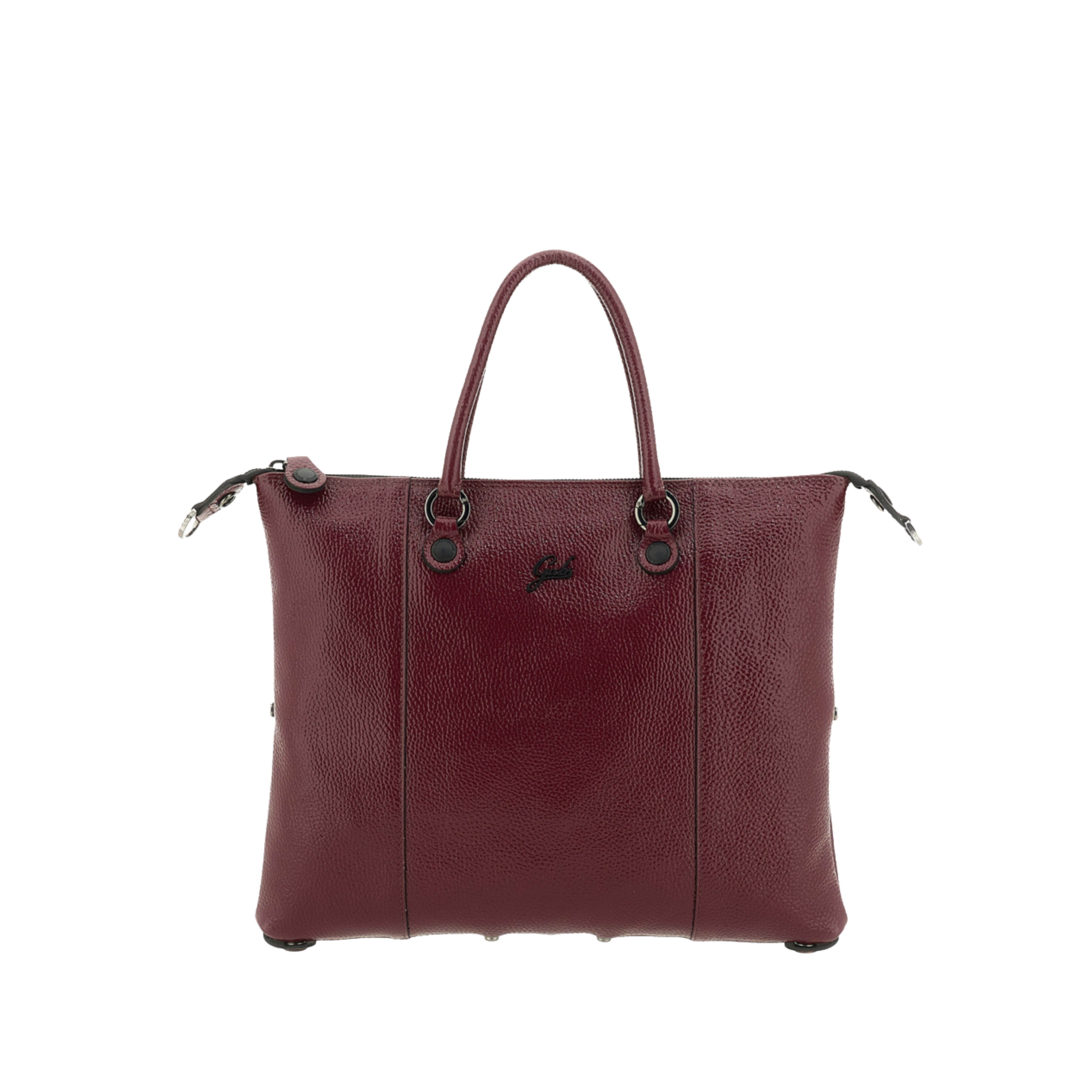 BORSA SHOPPING MULTIFUNZIONE IN PELLE LUCIDA DONNA BORDEAUX