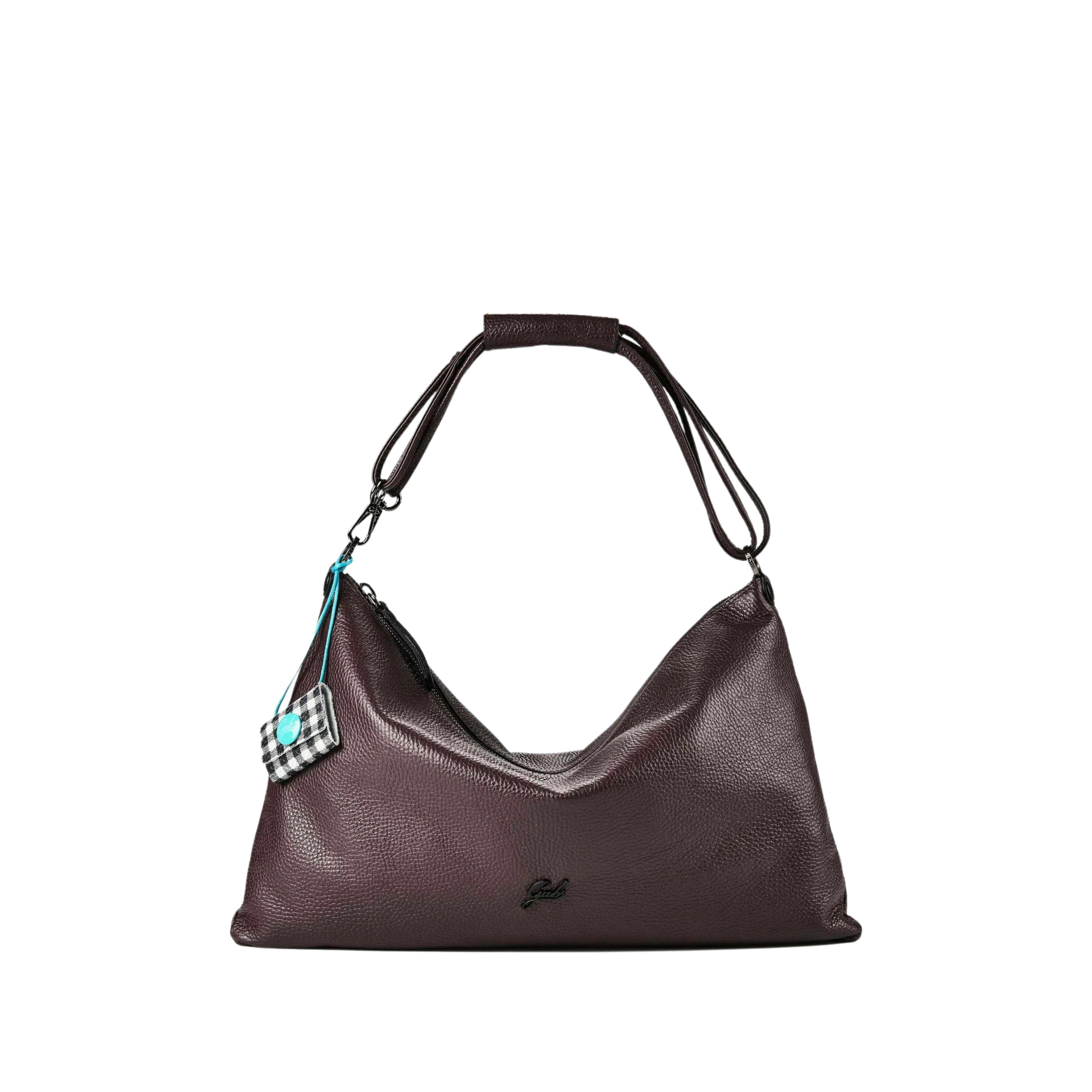 BORSA A SPALLA HOBO IN PELLE MARTELLATA DONNA MARRONE