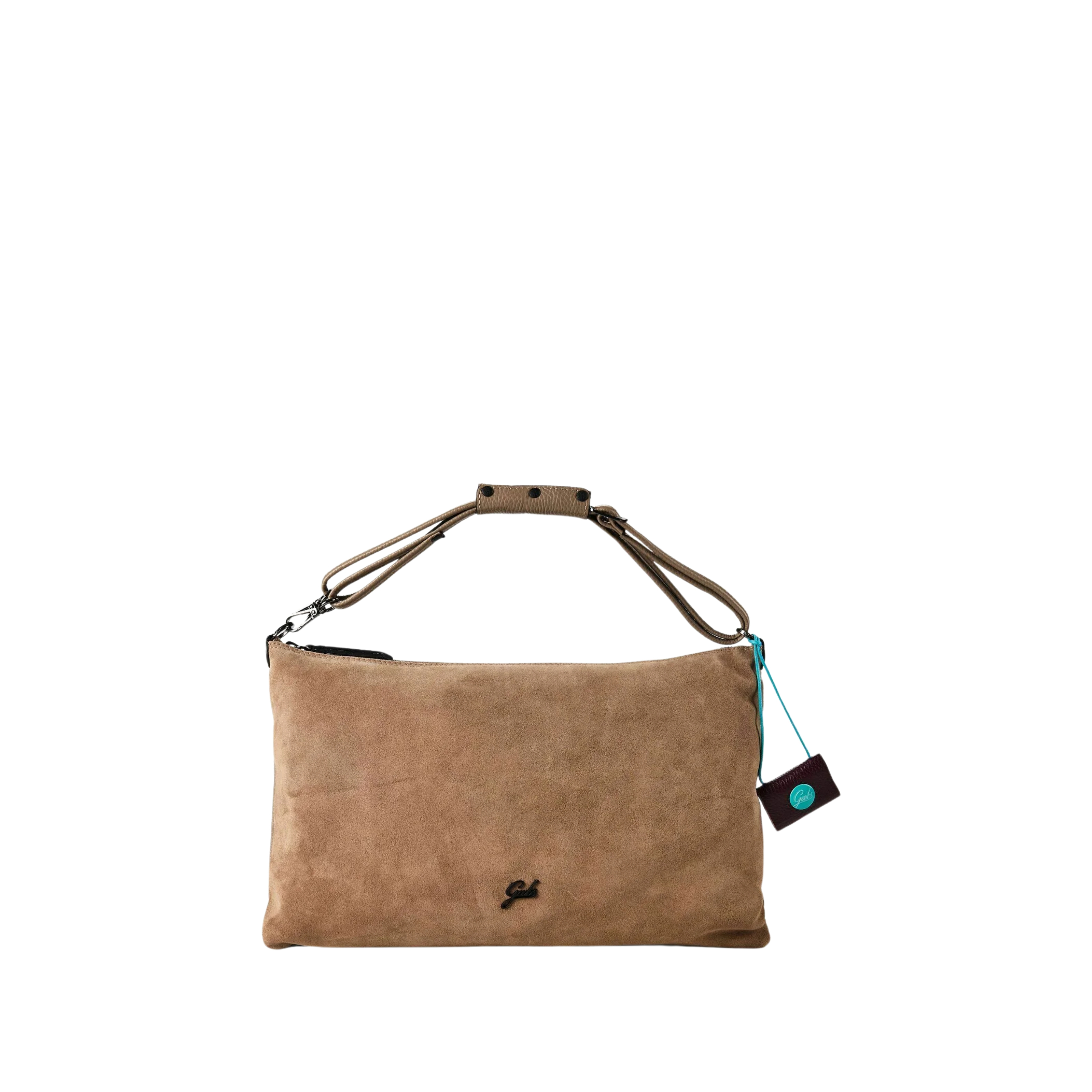 BORSA A SPALLA IN PELLE SCAMOSCIATA E MARTELLATA DONNA BEIGE