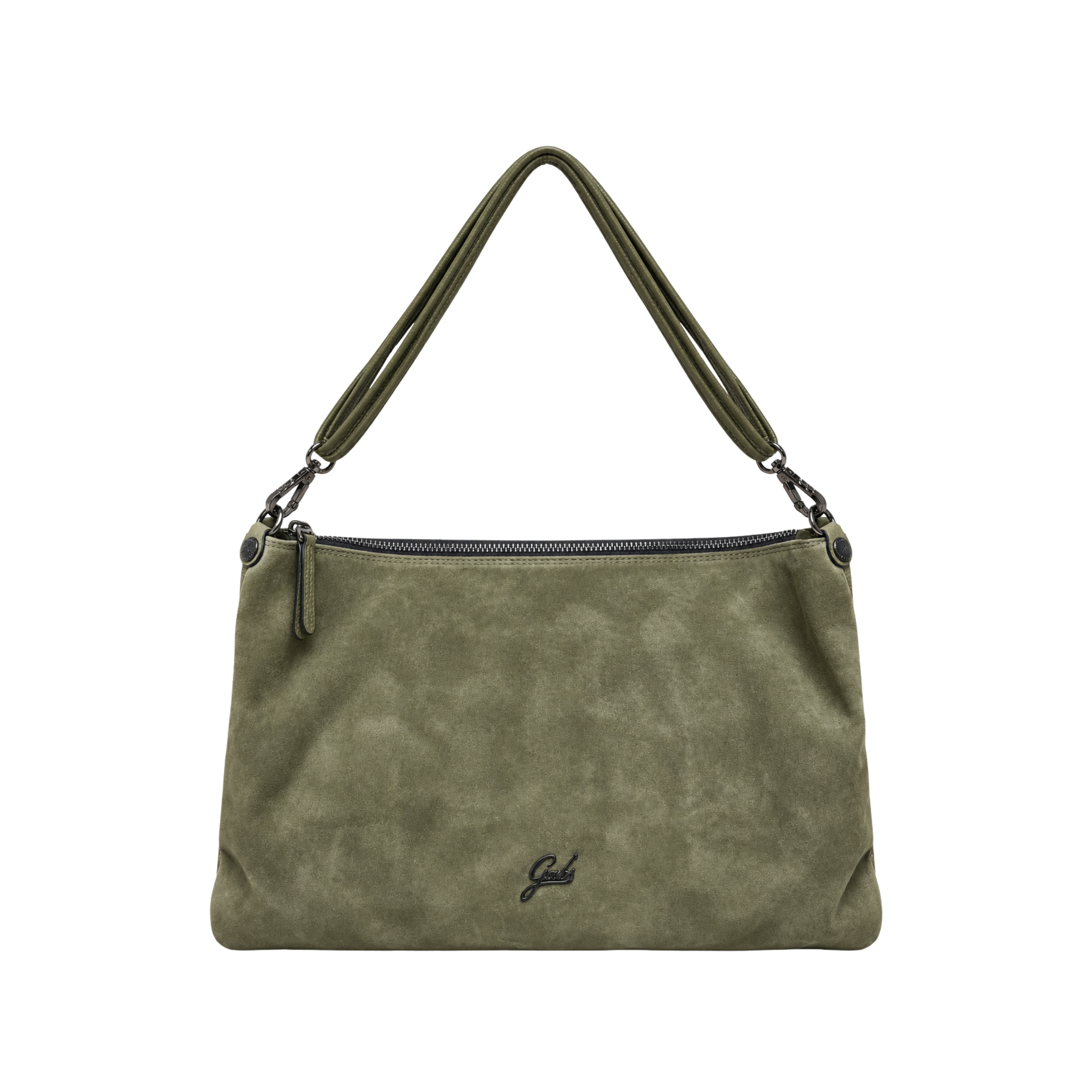 BORSA A SPALLA IN PELLE SCAMOSCIATA E MARTELLATA DONNA VERDE
