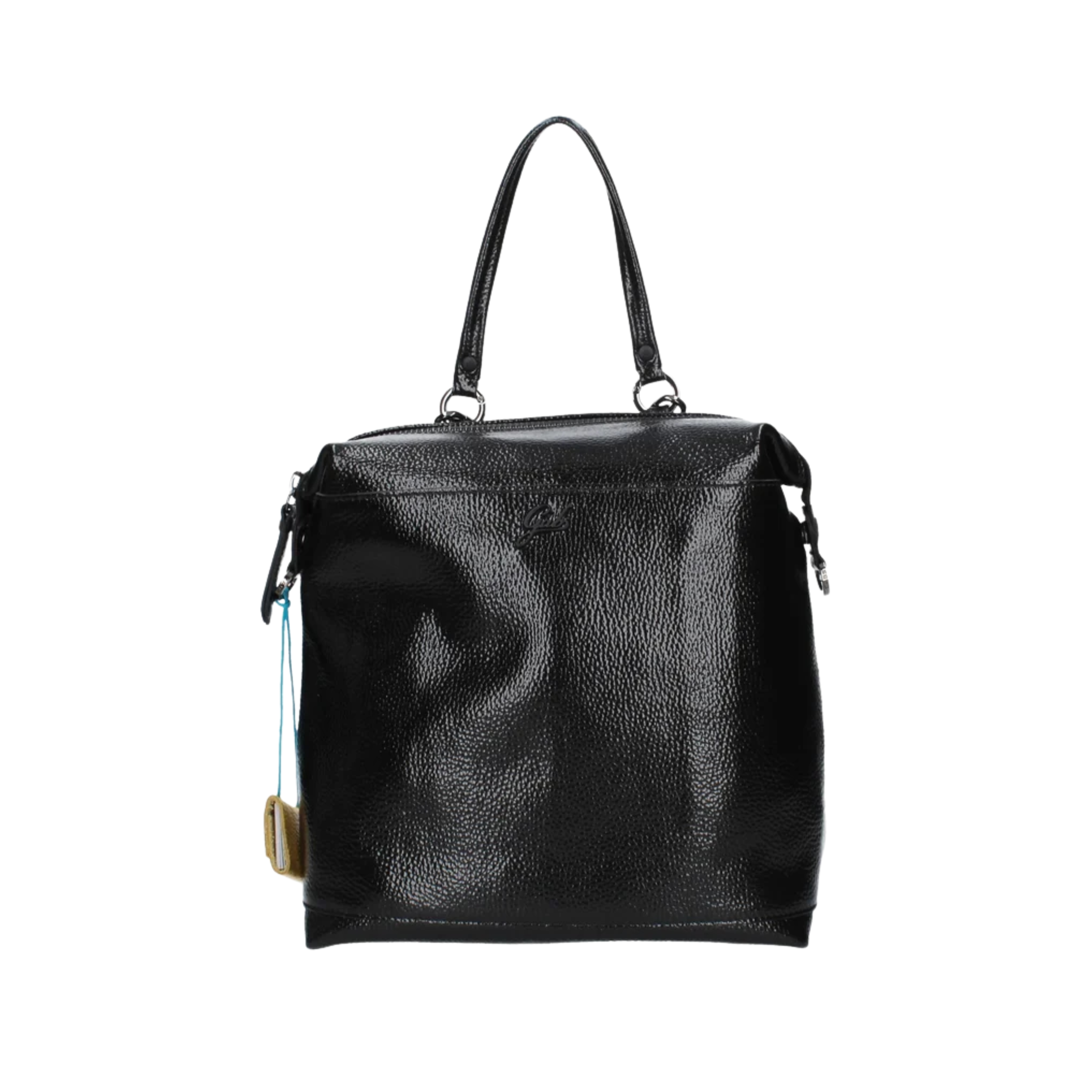 ZAINO IN PELLE MARTELLATA VERNICIATA DONNA NERO