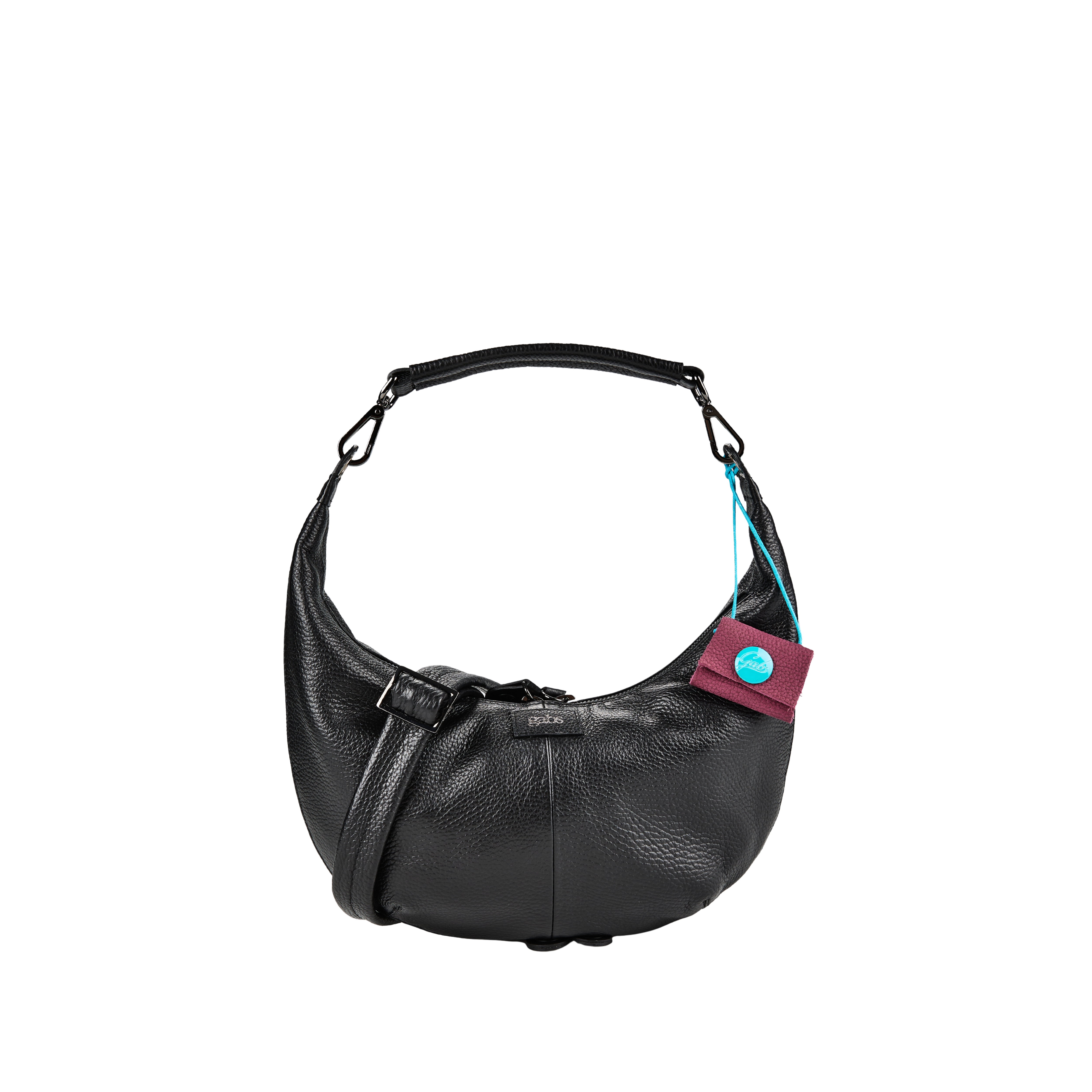 BORSA A SPALLA HOBO PICCOLA IN PELLE MARTELLATA DONNA NERO