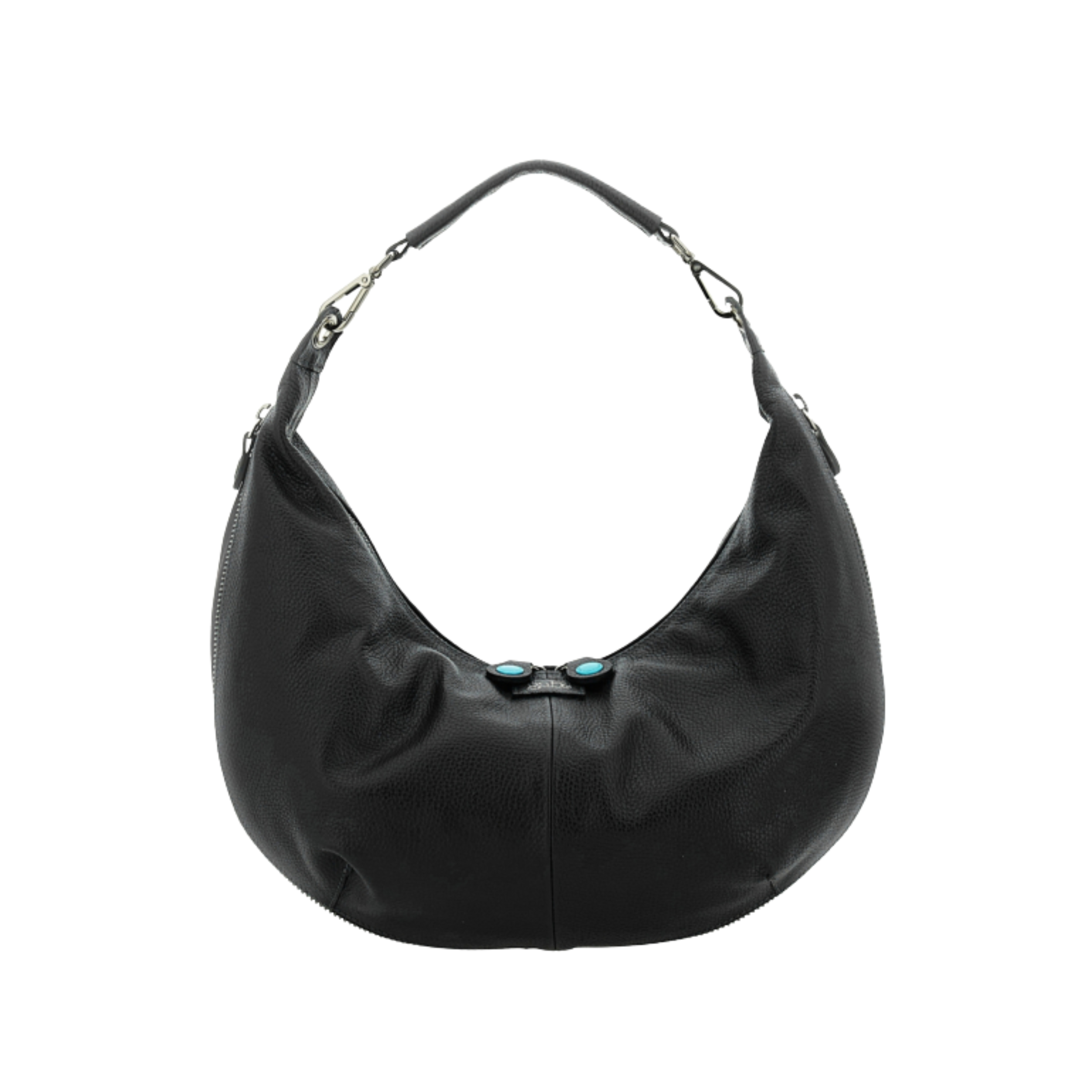 BORSA A SPALLA HOBO GRANDE IN PELLE MARTELLATA DONNA NERO