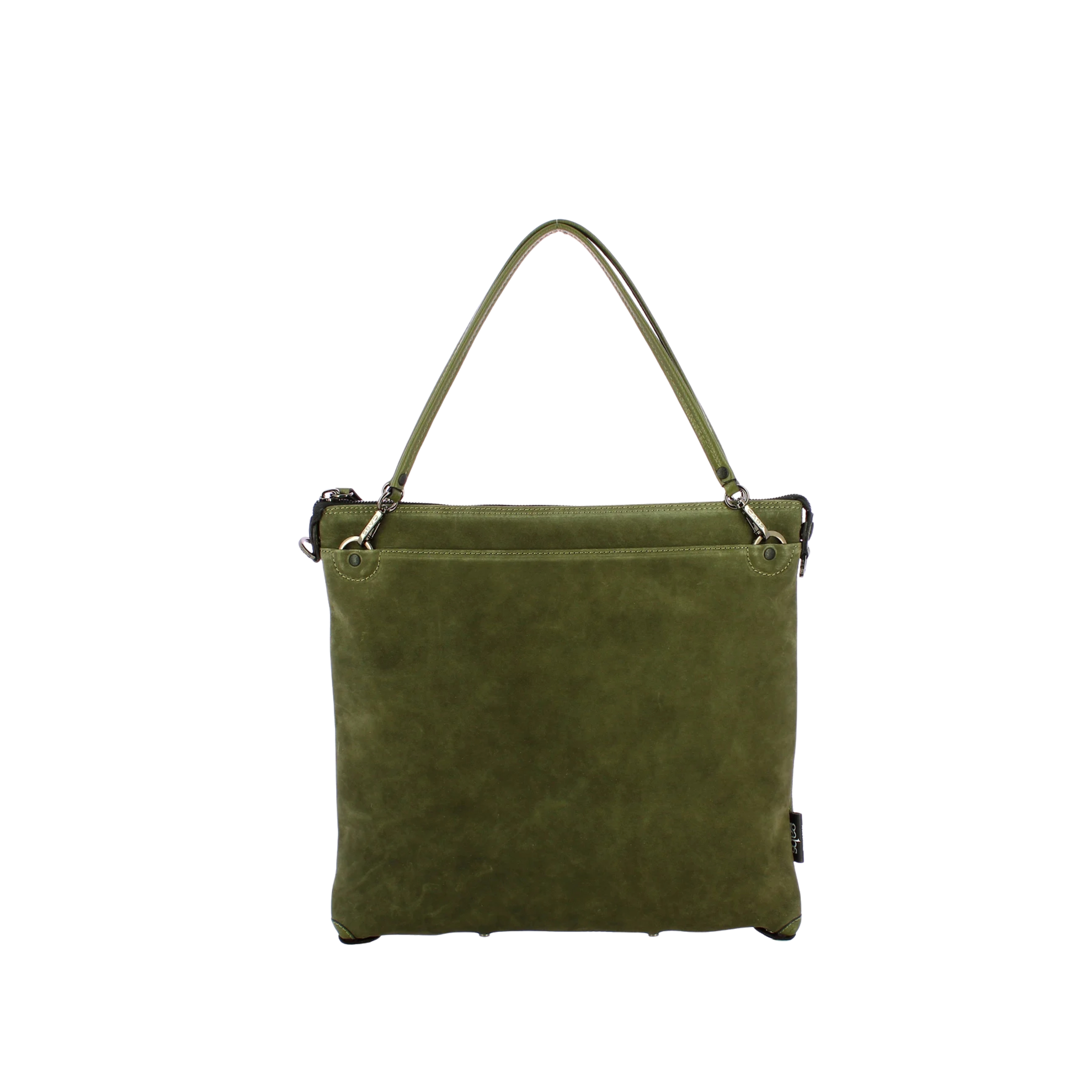 BORSA A SPALLA IN PELLE MARTELLATA E SCAMOSCIATA DONNA VERDE