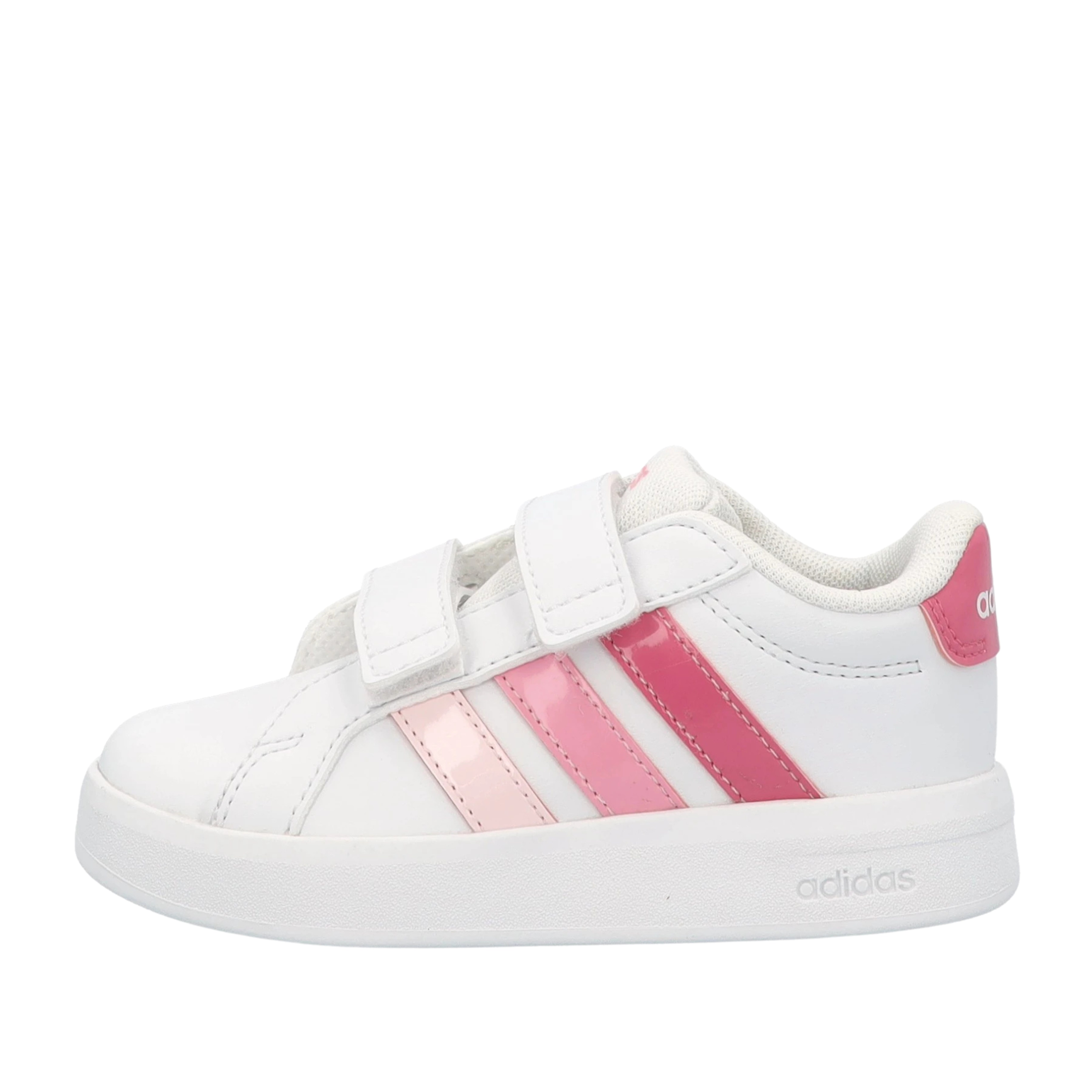 SNEAKERS BASSE A STRAPPO STRISCE ROSA BAMBINA BIANCO