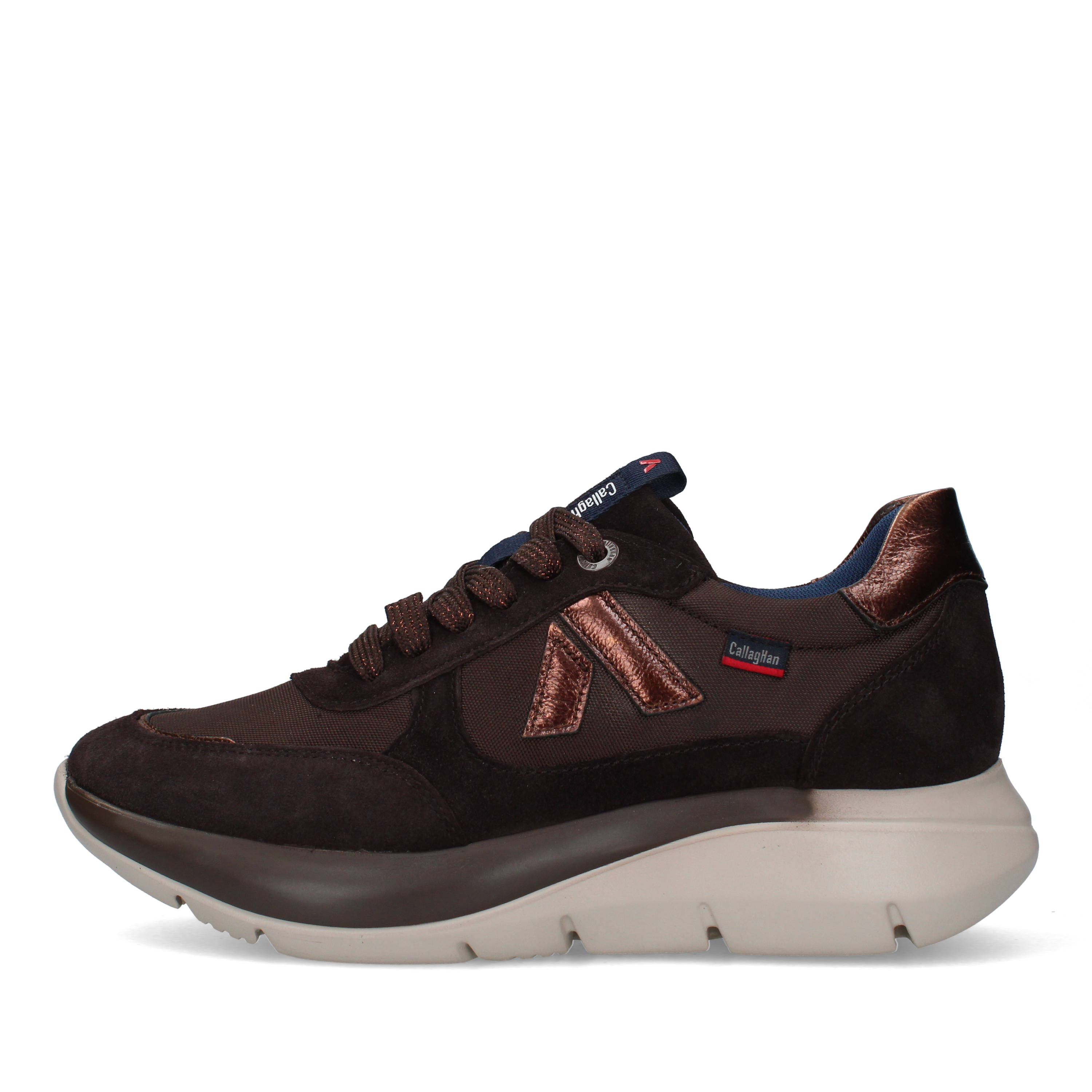 SNEAKERS BASSE CON INSERTI A CONTRASTO E SUOLA SAGOMATA DONNA MARRONE