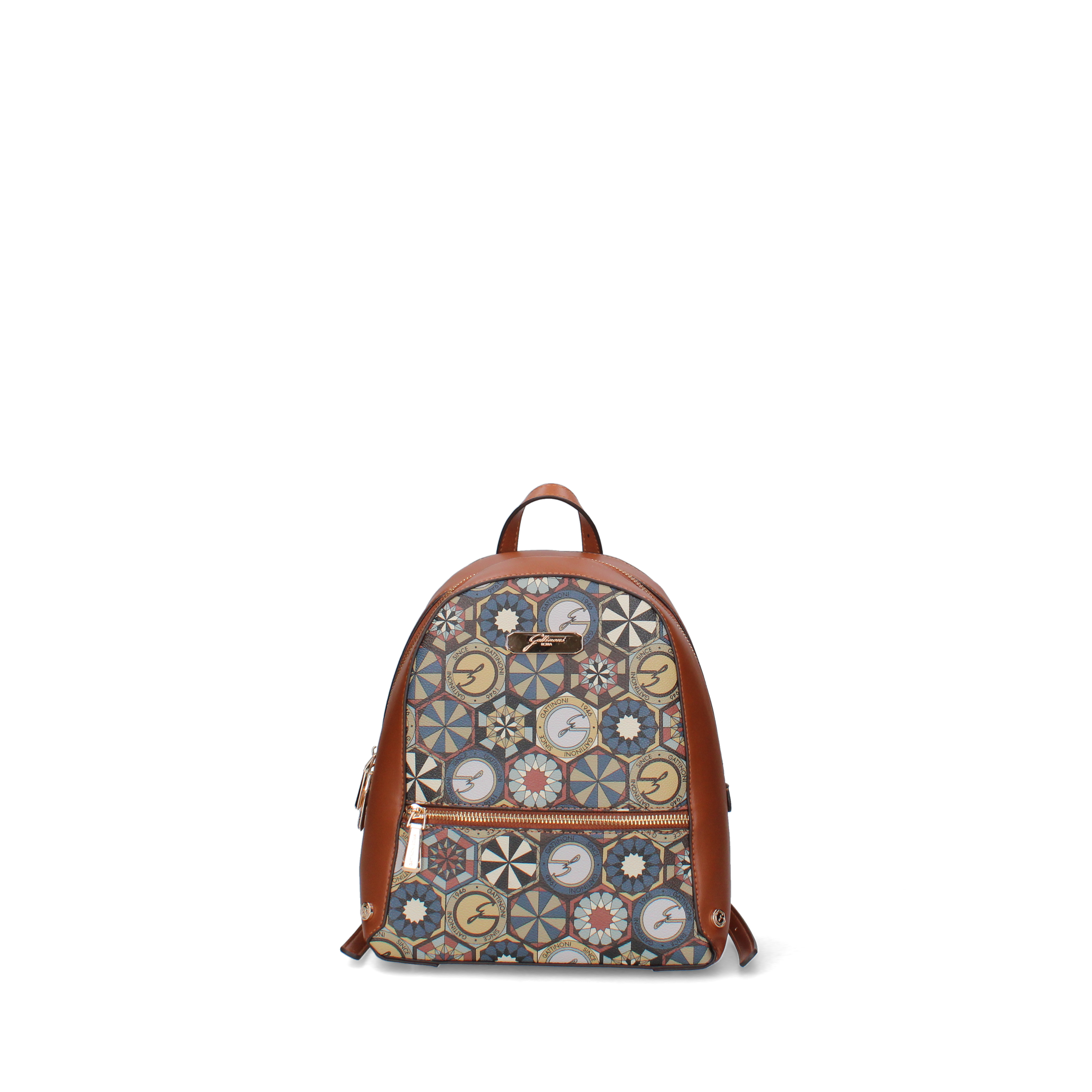 ZAINO CON FANTASIA GEOMETRICA DONNA CUOIO