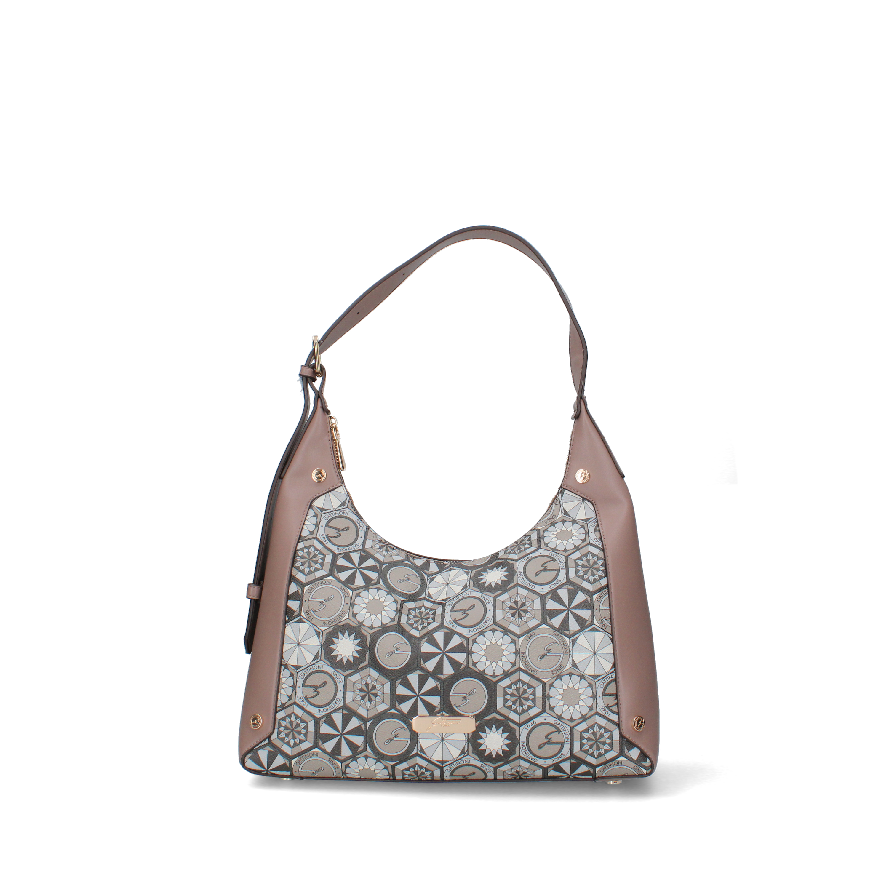 BORSA A SPALLA CON FANTASIA GEOMETRICA DONNA TORTORA
