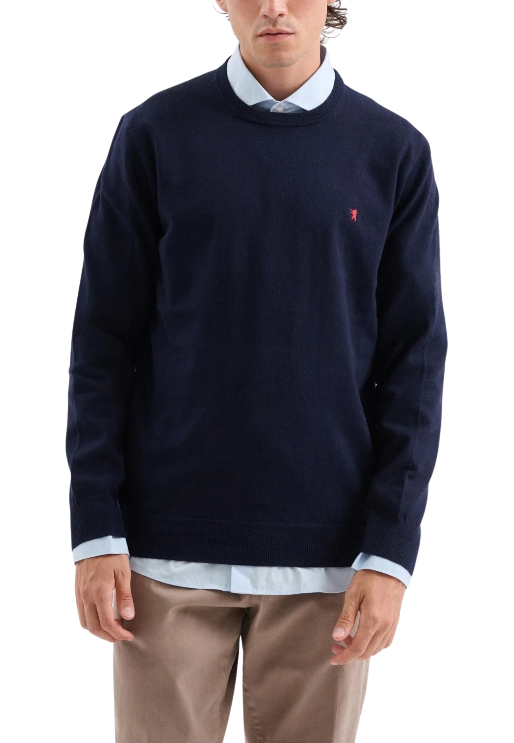 MAGLIA GIROCOLLO RASATA IN MISTO CASHMERE UOMO BLU