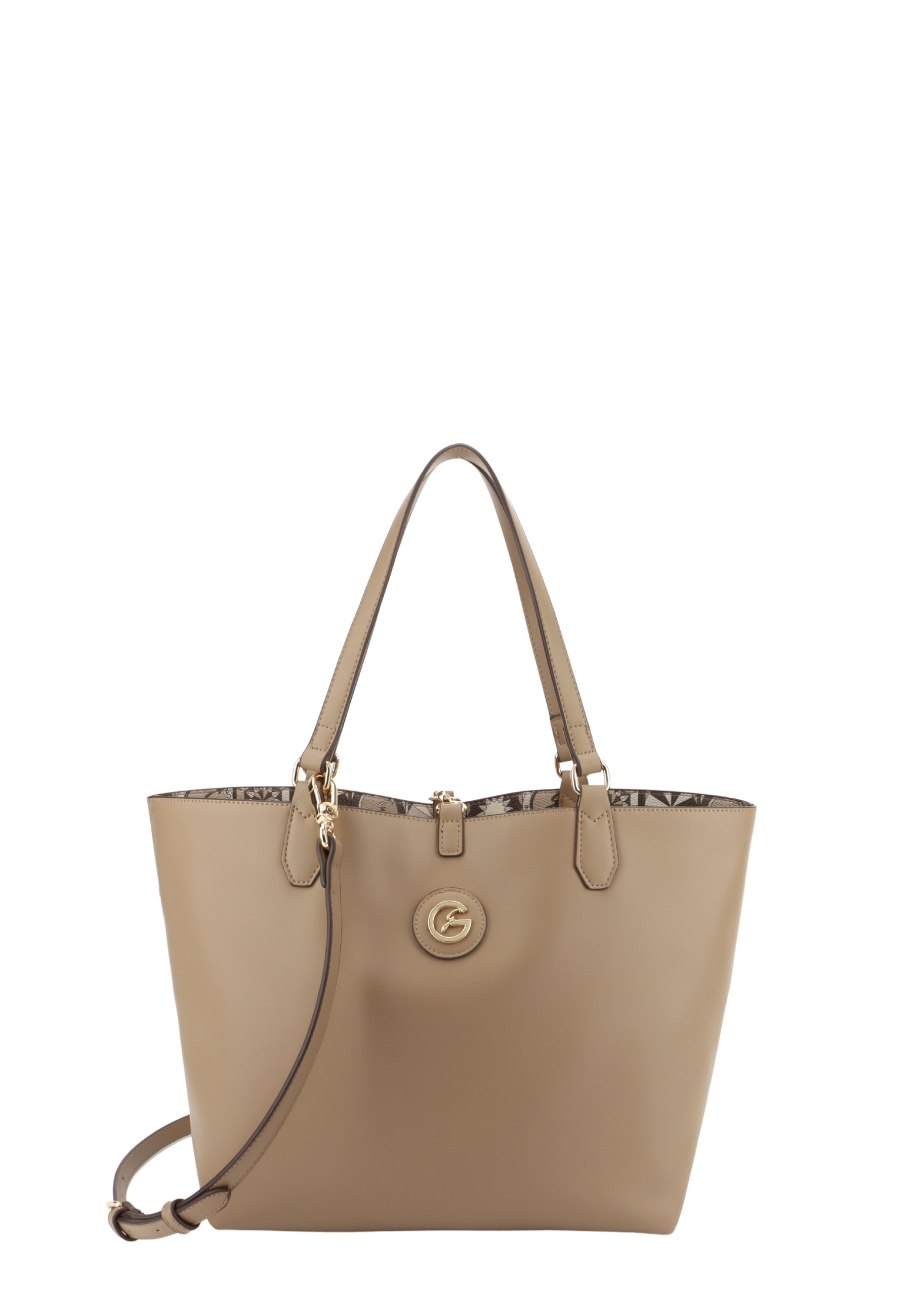 BORSA SHOPPING REVERSIBILE IN PELLE SINTETICA CON POCHETTE DONNA TORTORA