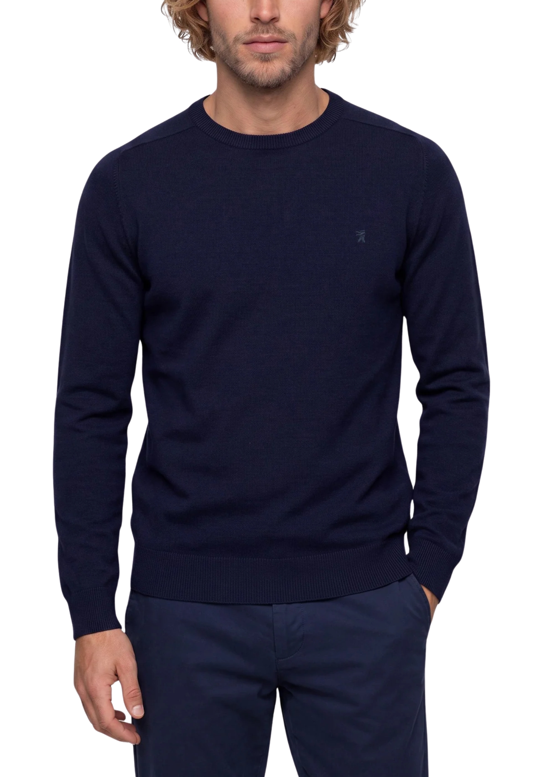 MAGLIA GIROCOLLO A MANICHE LUNGHE IN LANA UOMO BLU