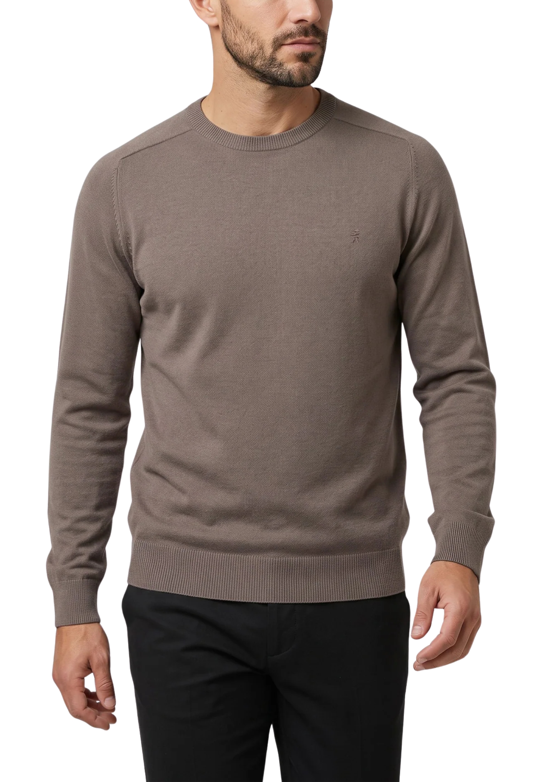 MAGLIA GIROCOLLO A MANICHE LUNGHE IN LANA UOMO MARRONE