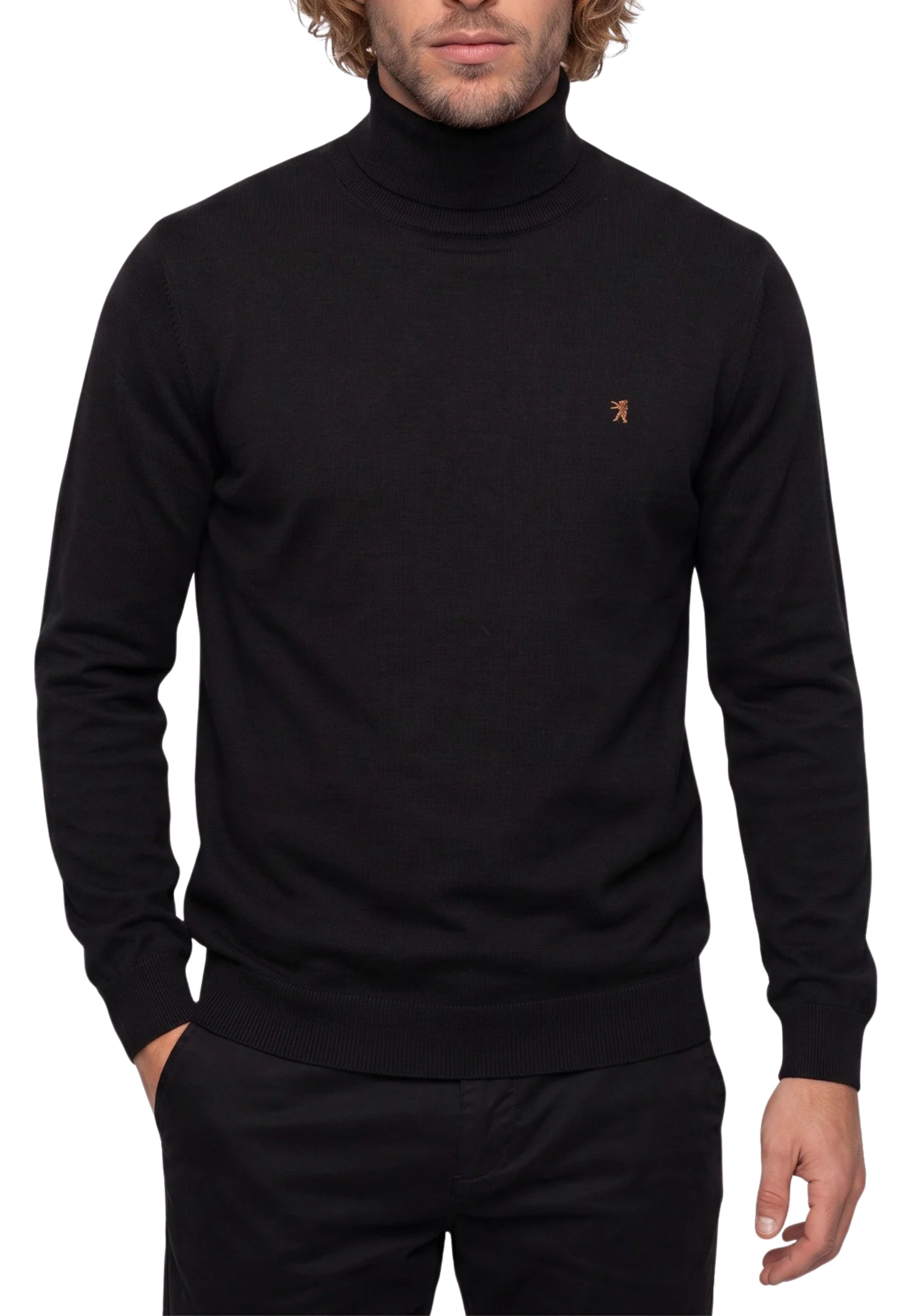 MAGLIA DOLCEVITA IN COTONE E CASHMERE UOMO NERO