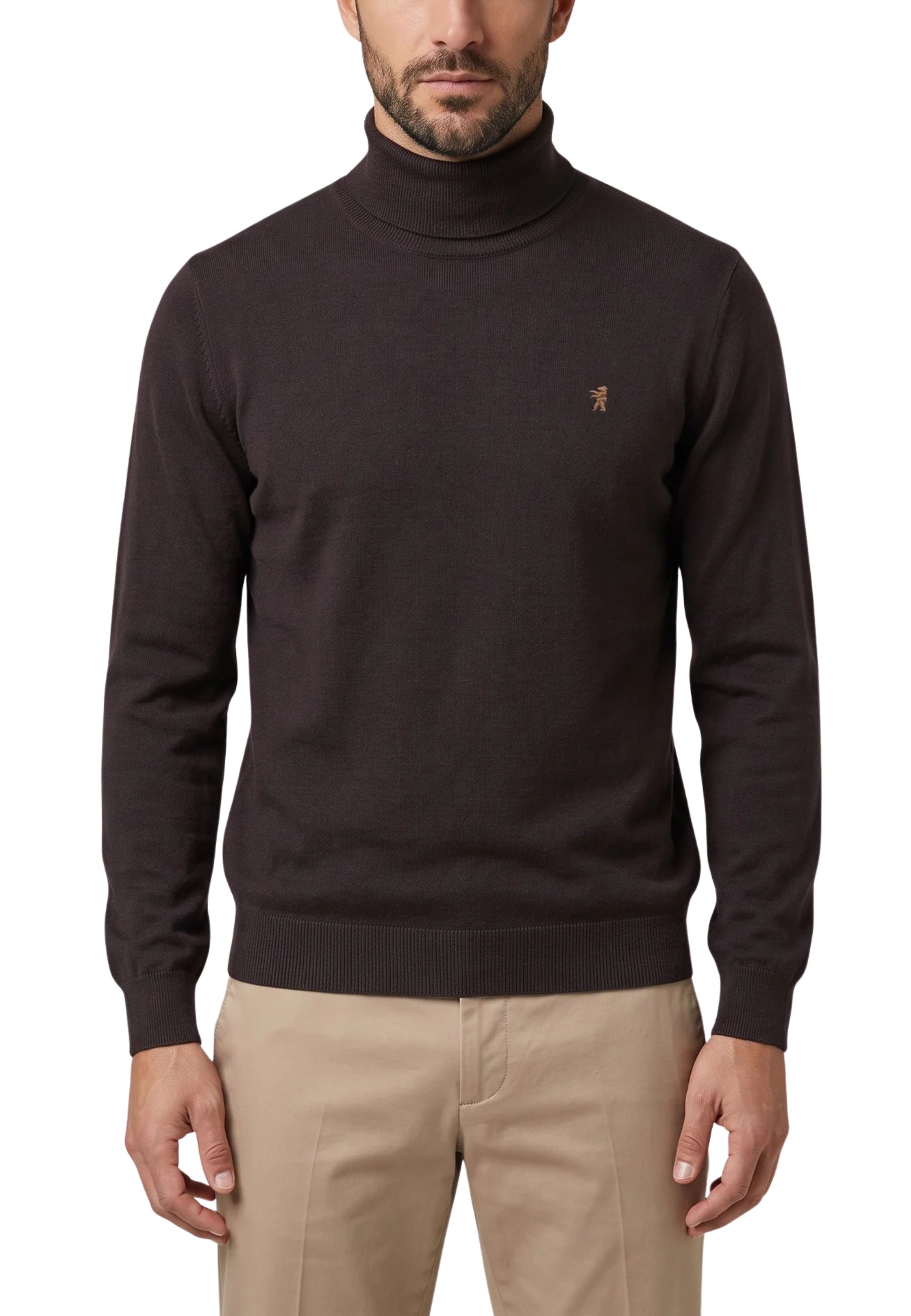 MAGLIA DOLCEVITA IN COTONE E CASHMERE UOMO MARRONE