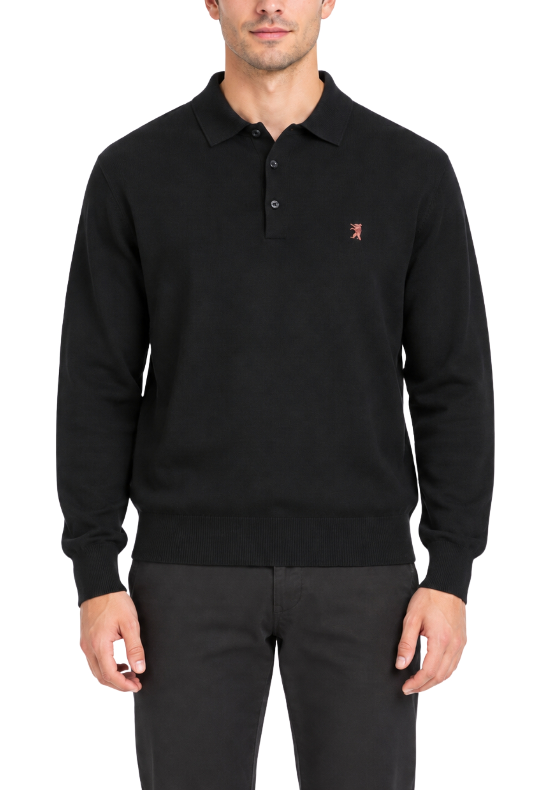 POLO MANICA LUNGA MISTO CASHMERE UOMO NERO
