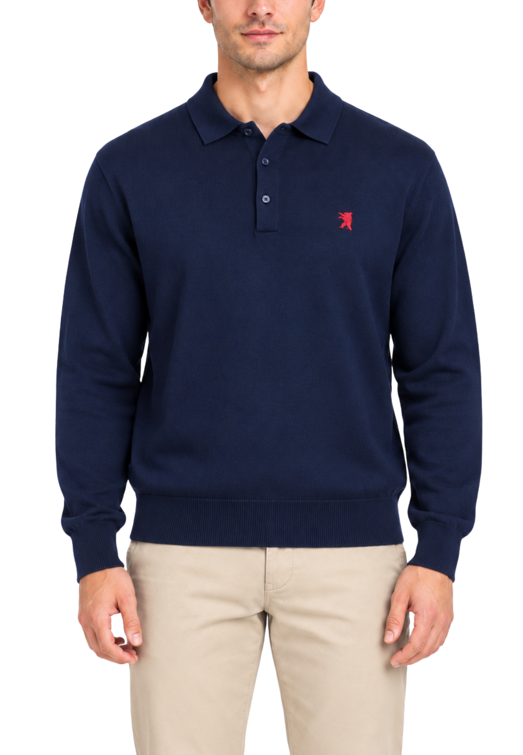 POLO MANICA LUNGA MISTO CASHMERE UOMO BLU