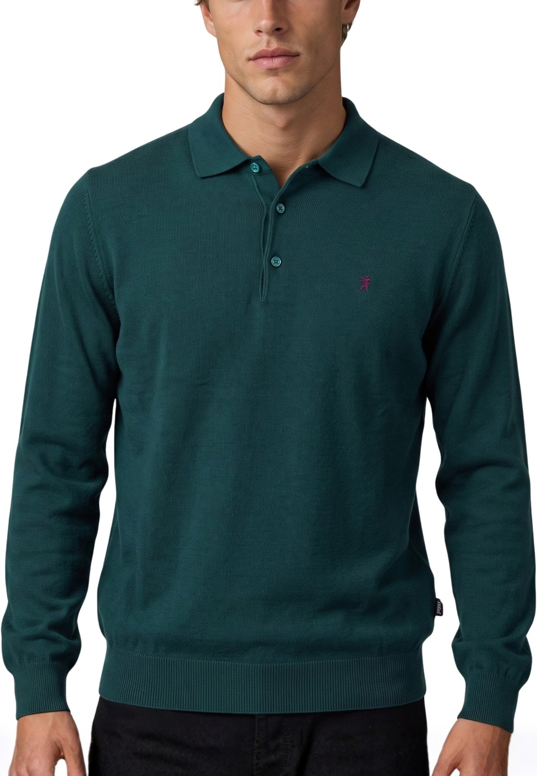 POLO MANICA LUNGA IN MISTO CASHMERE UOMO VERDE