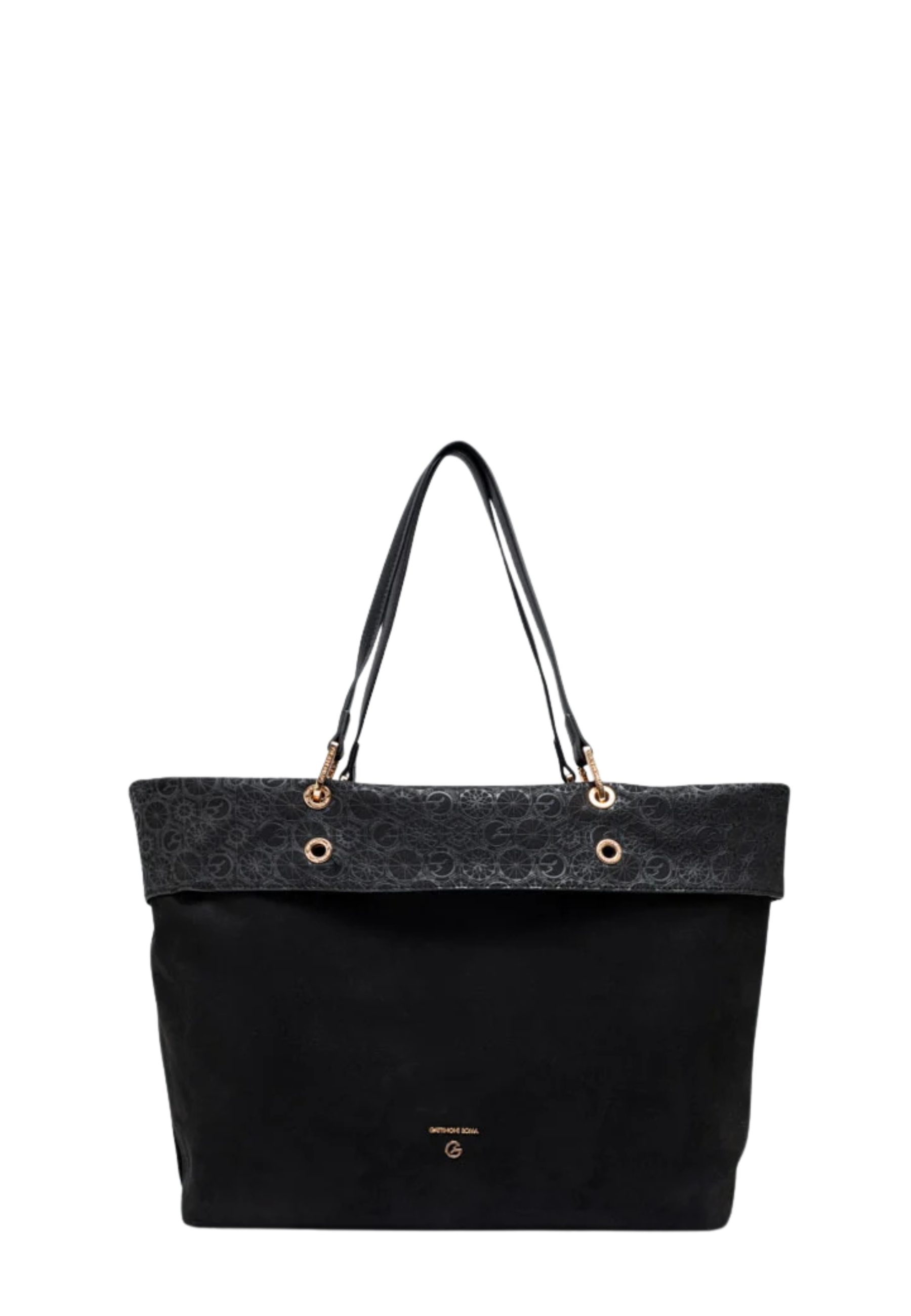 BORSA A SPALLA REVERSIBILE CON STAMPA MONOGRAM E POCHETTE DONNA NERO