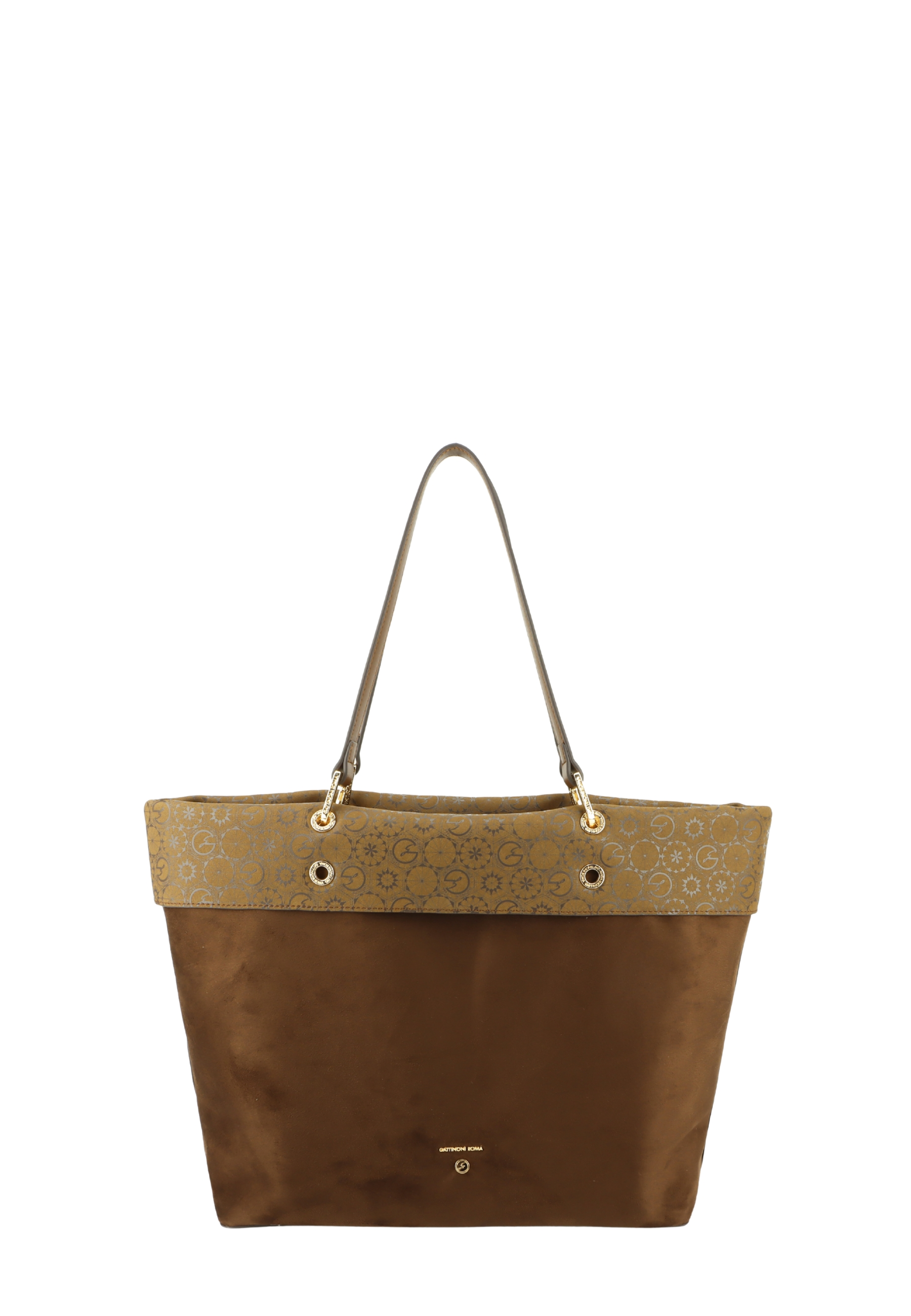 BORSA SHOPPING REVERSIBILE CON STAMPA MONOGRAM E POCHETTE DONNA MARRONE