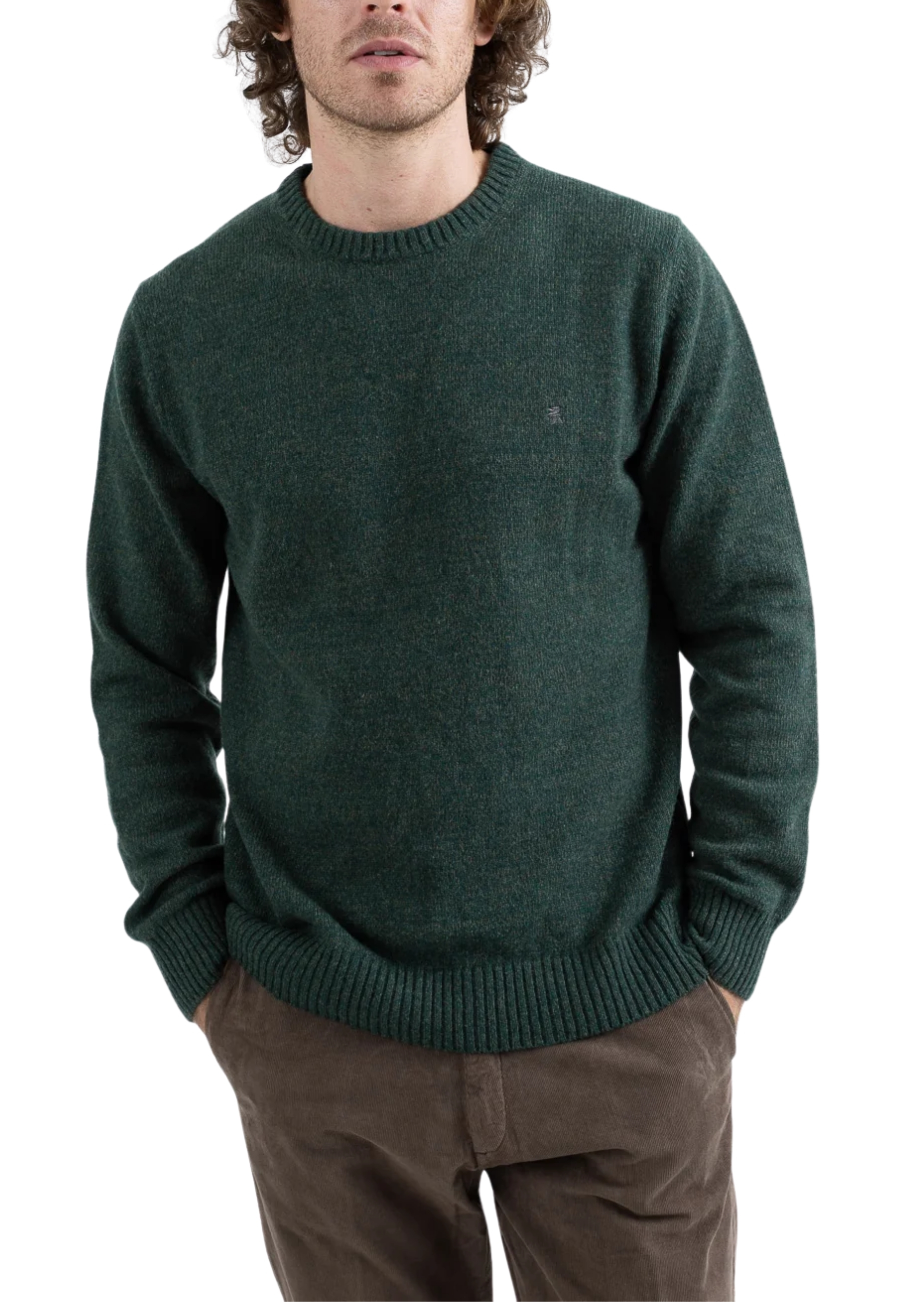 MAGLIA GIROCOLLO RASATA MOULINÉ UOMO VERDE