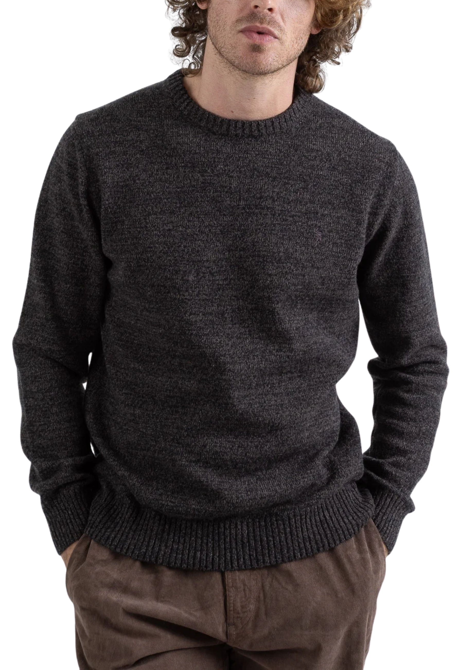 MAGLIA GIROCOLLO RASATA MOULINÉ UOMO NERO