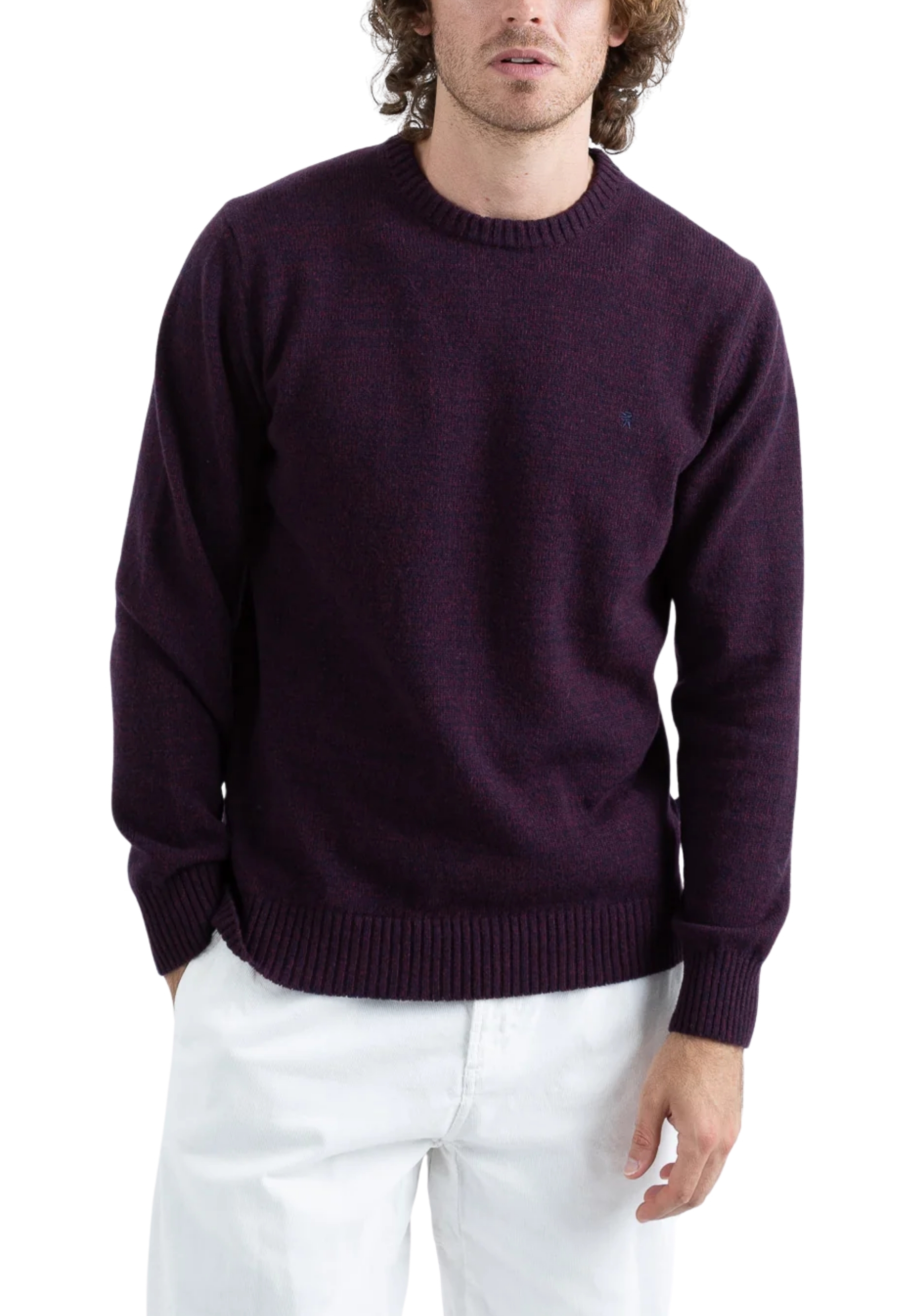 MAGLIA GIROCOLLO RASATA MOULINÉ UOMO BORDEAUX