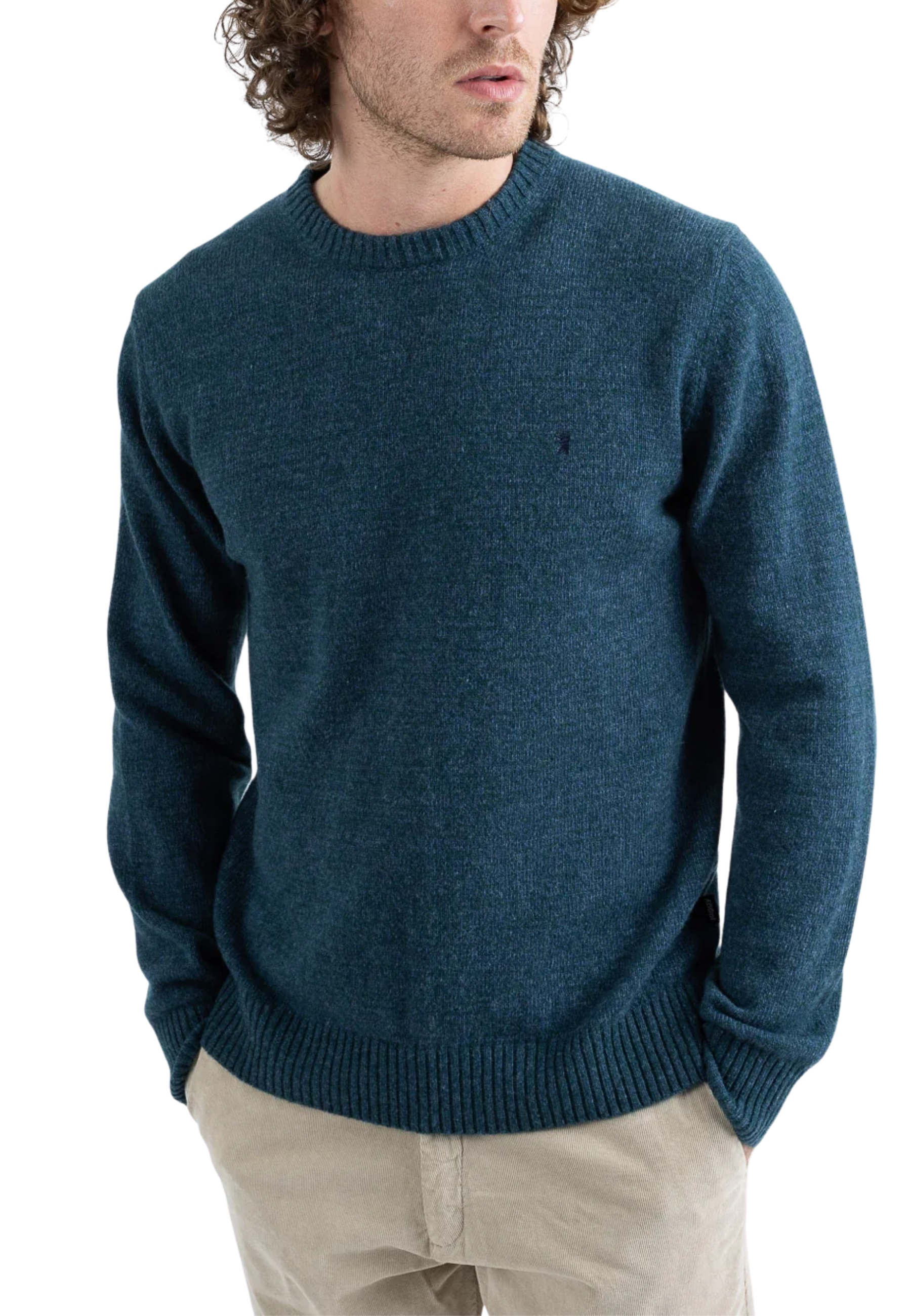 MAGLIA GIROCOLLO RASATA MOULINÉ UOMO BLU