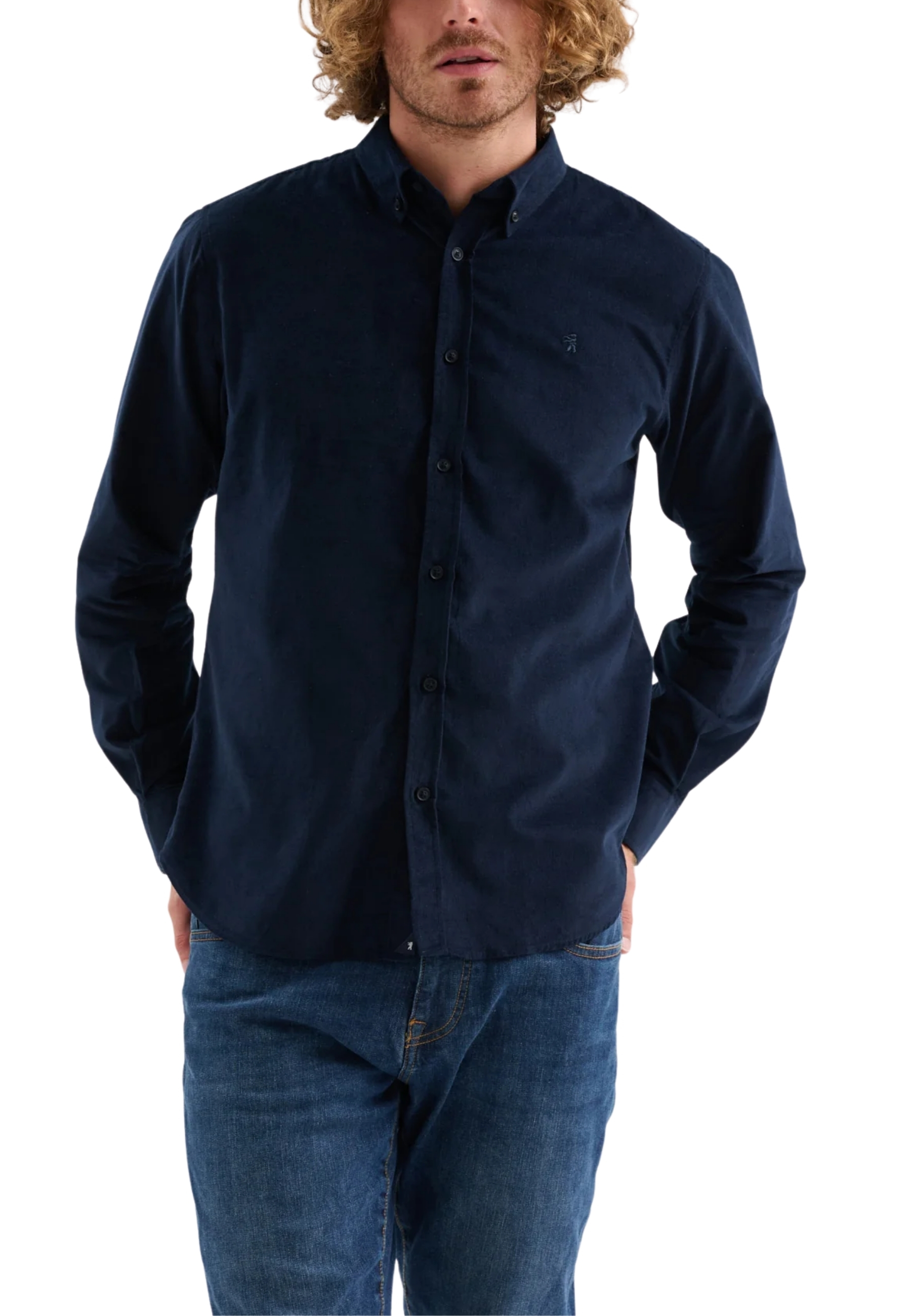 CAMICIA CASUAL IN VELLUTO UOMO BLU