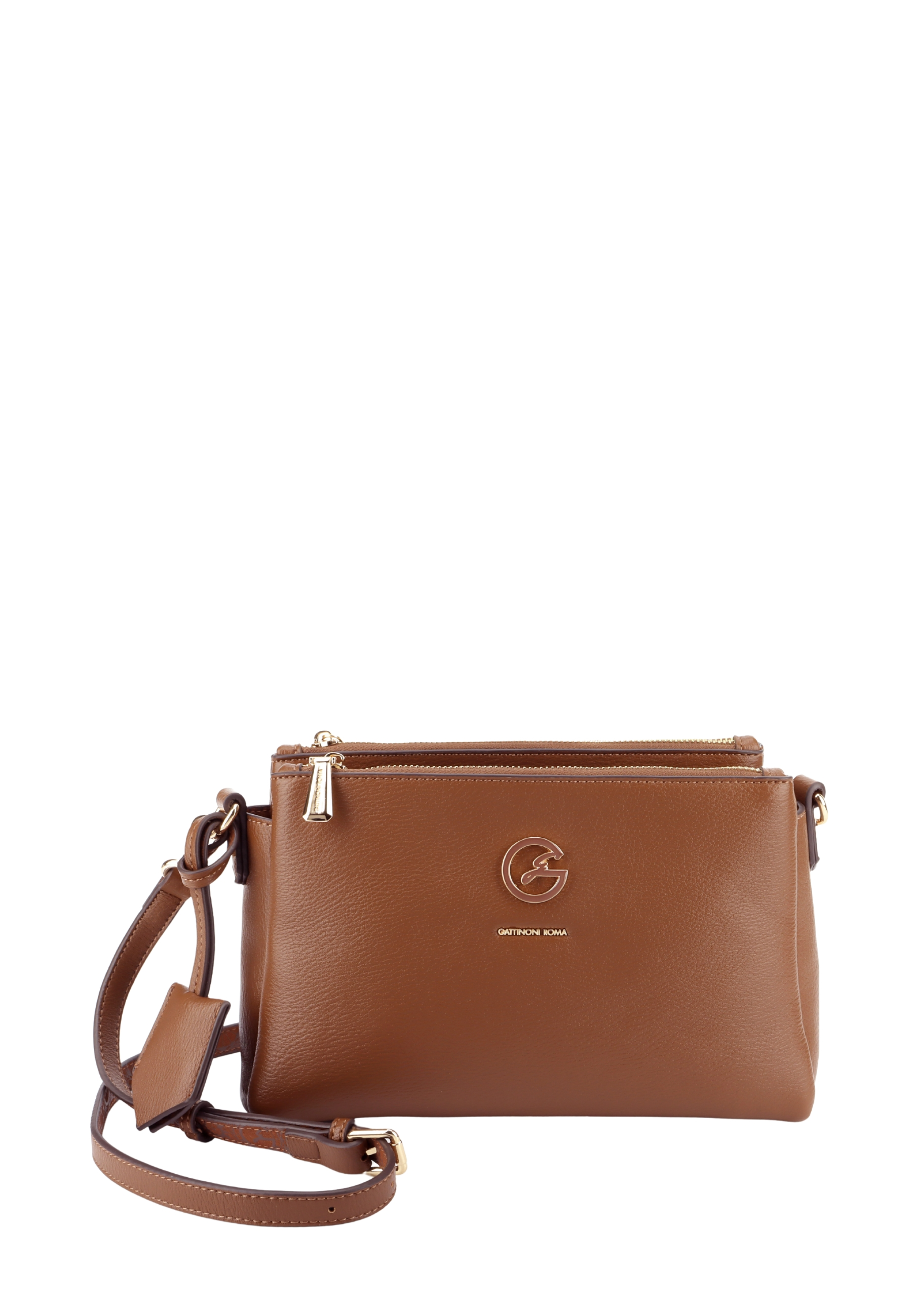 BORSA A TRACOLLA CON DOPPIO SCOMPARTO E ZIP DONNA MARRONE