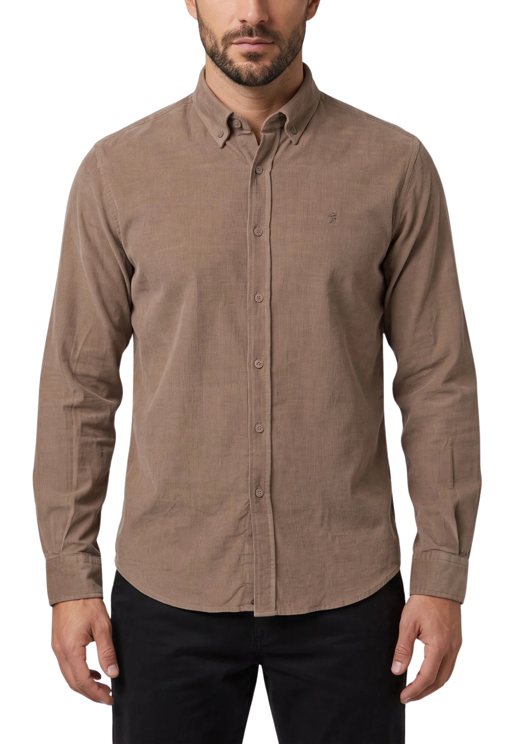 CAMICIA CASUAL IN VELLUTO UOMO MARRONE