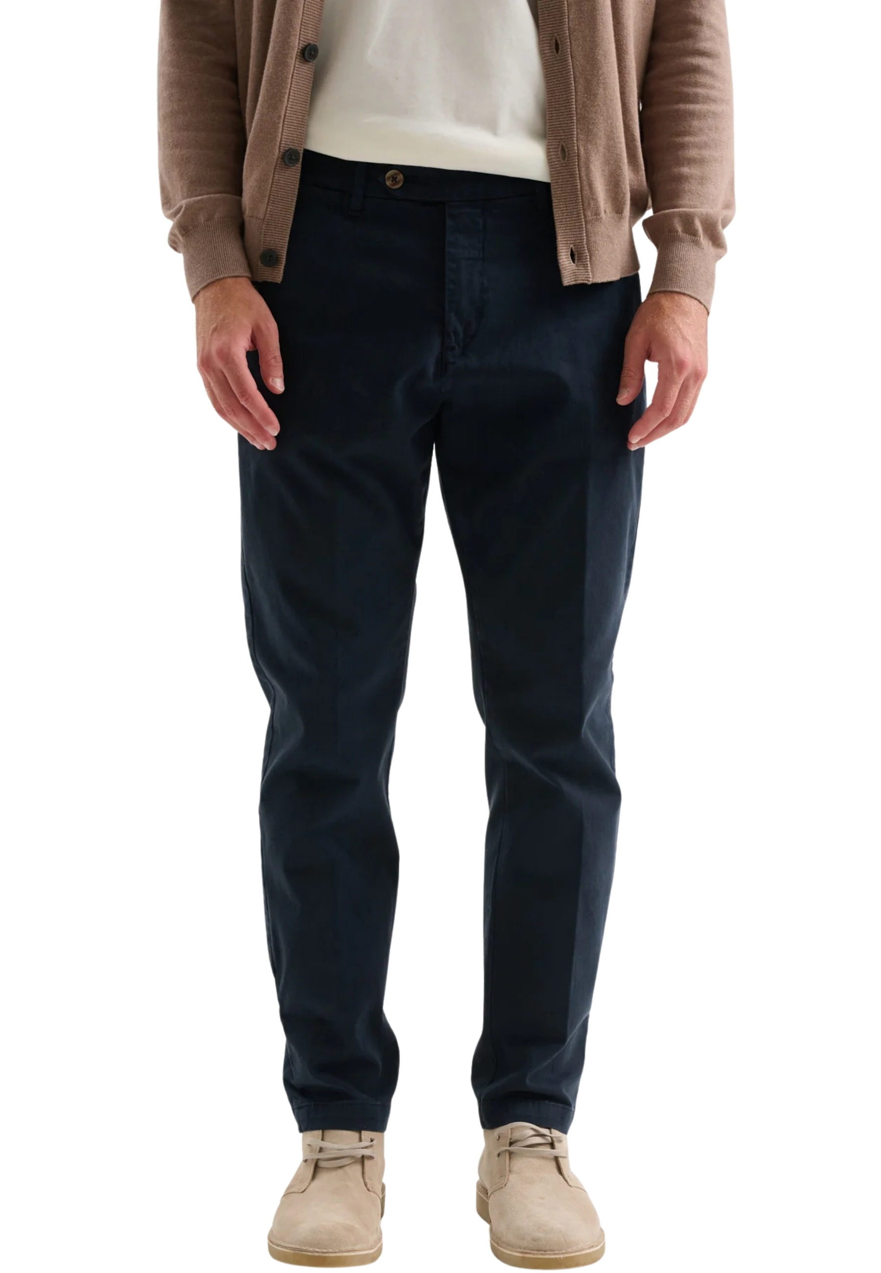 PANTALONI CHINO IN GABARDINA SMERIGLIATA UOMO BLU