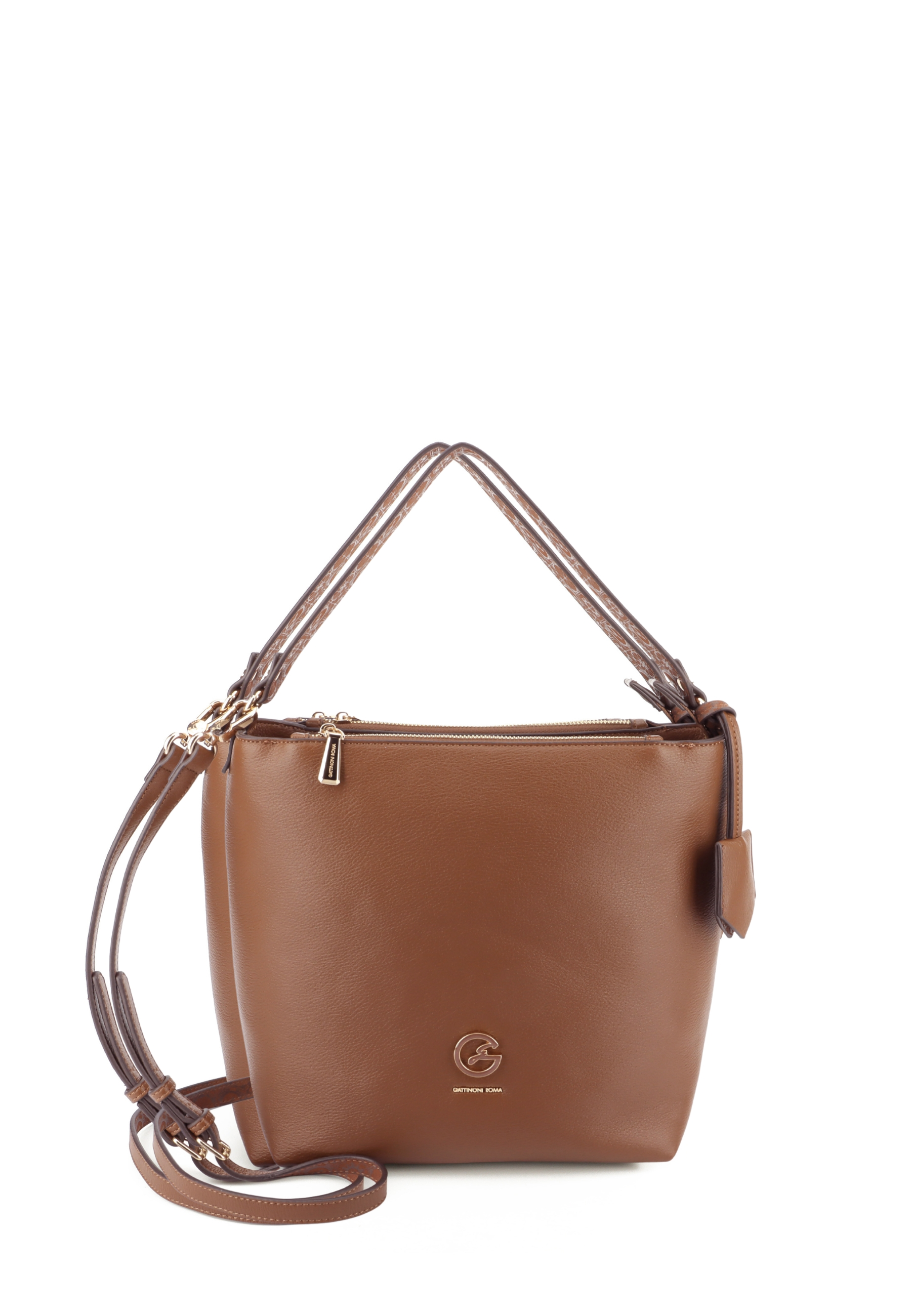 BORSA A SPALLA HOBO CON DOPPI MANICI E TRACOLLA DONNA MARRONE