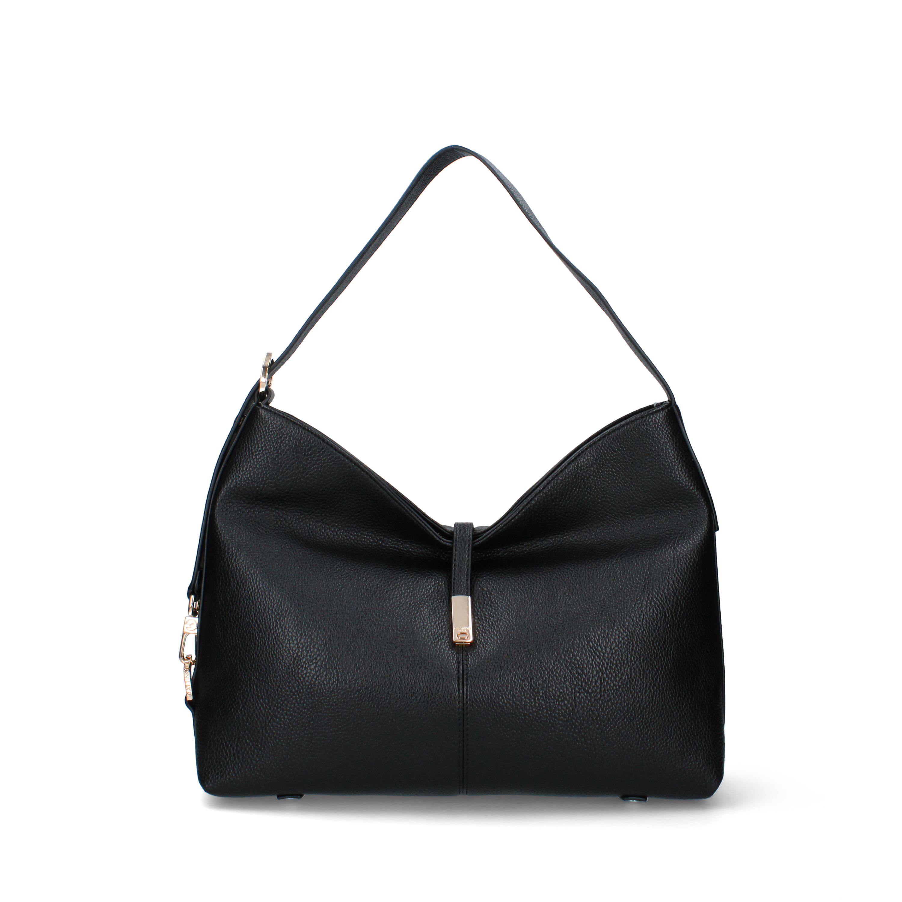 BORSA A SPALLA CON EFFETTO MARTELLATO DONNA NERO