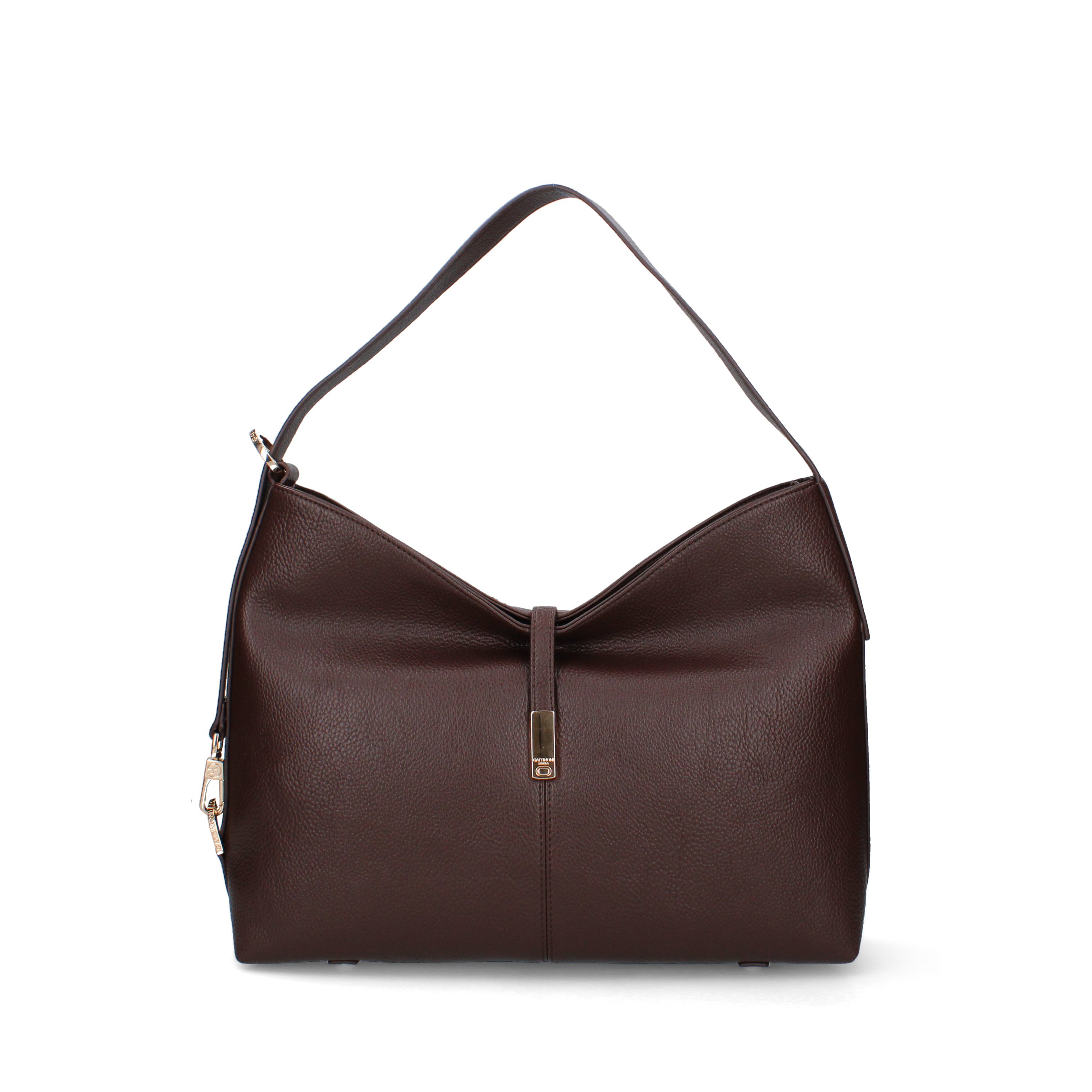 BORSA A SPALLA EFFETTO MARTELLATO DONNA MARRONE