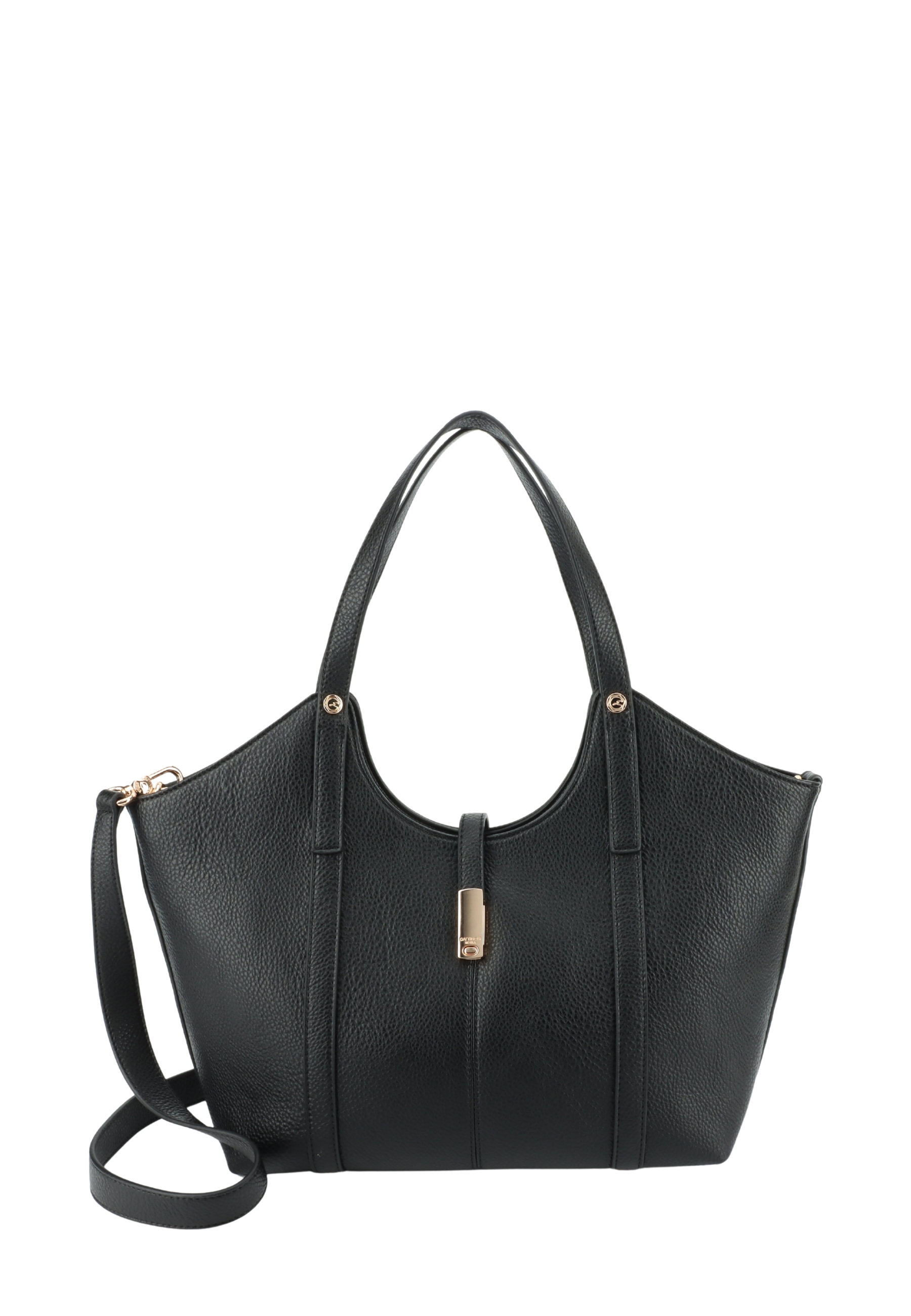 BORSA SHOPPING EFFETTO MARTELLATO CON DOPPI MANICI E TRACOLLA DONNA NERO