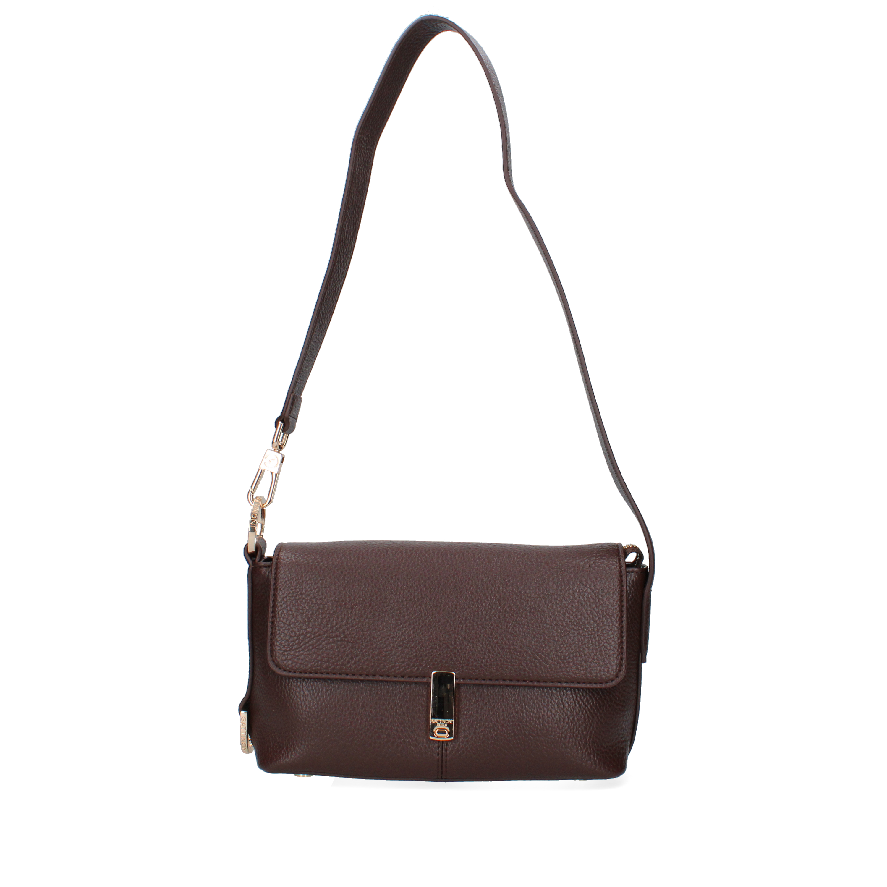 BORSA A SPALLA CHIUSURA A SCATTO DONNA MARRONE