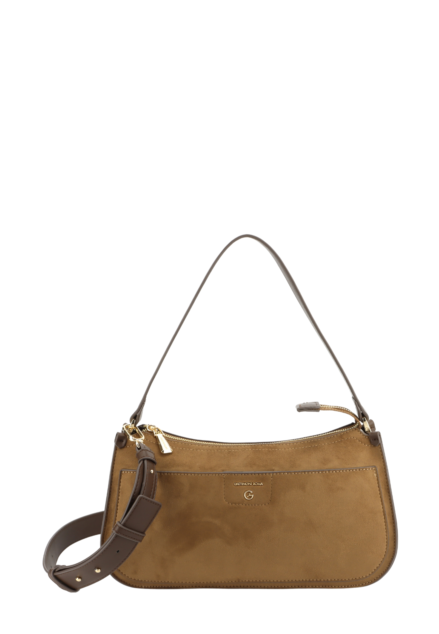 BORSA A SPALLA HOBO EFFETTO SCAMOSCIATO CON DOPPIA TRACOLLA DONNA MARRONE
