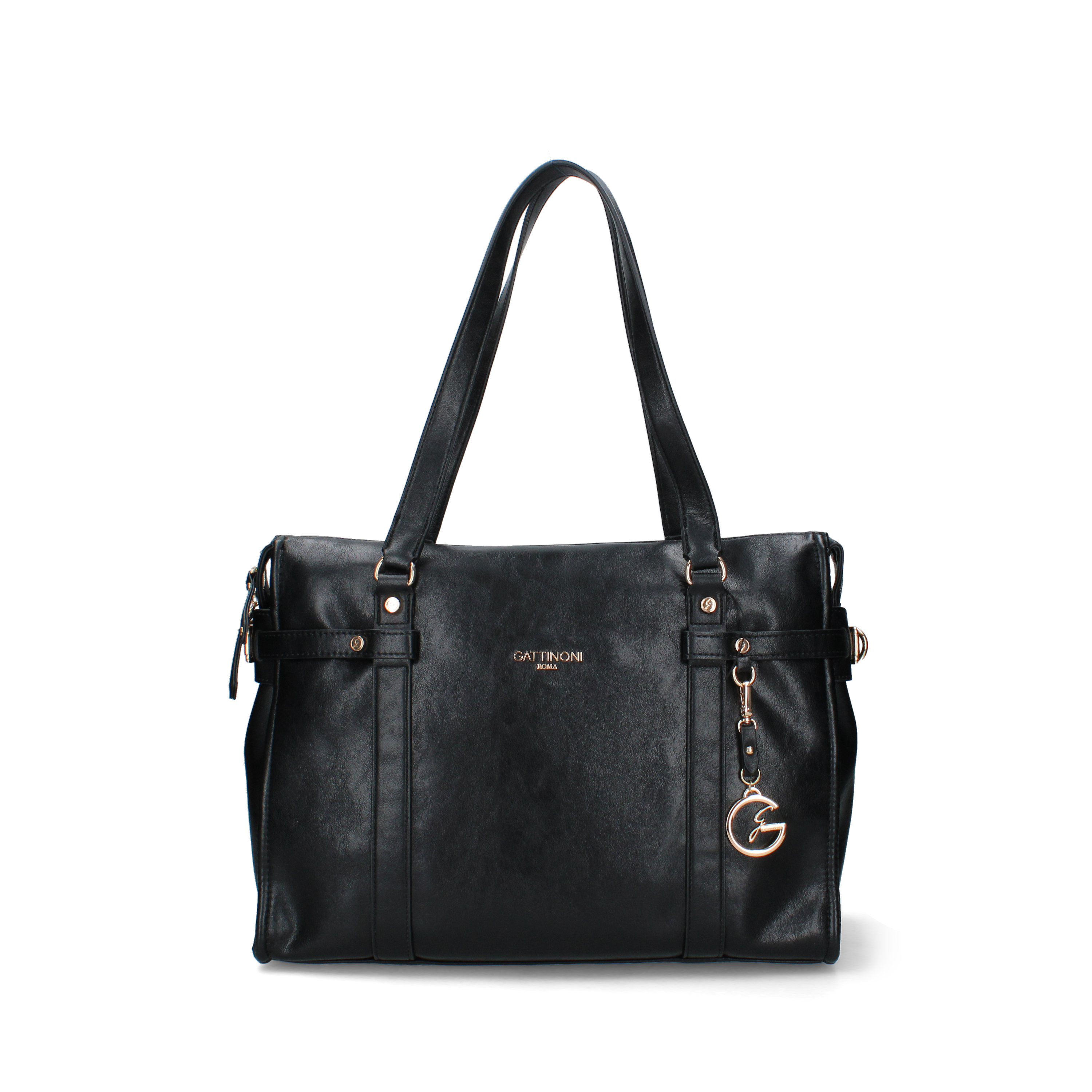 BORSA A SPALLA CON DOPPIO MANICO DONNA NERA