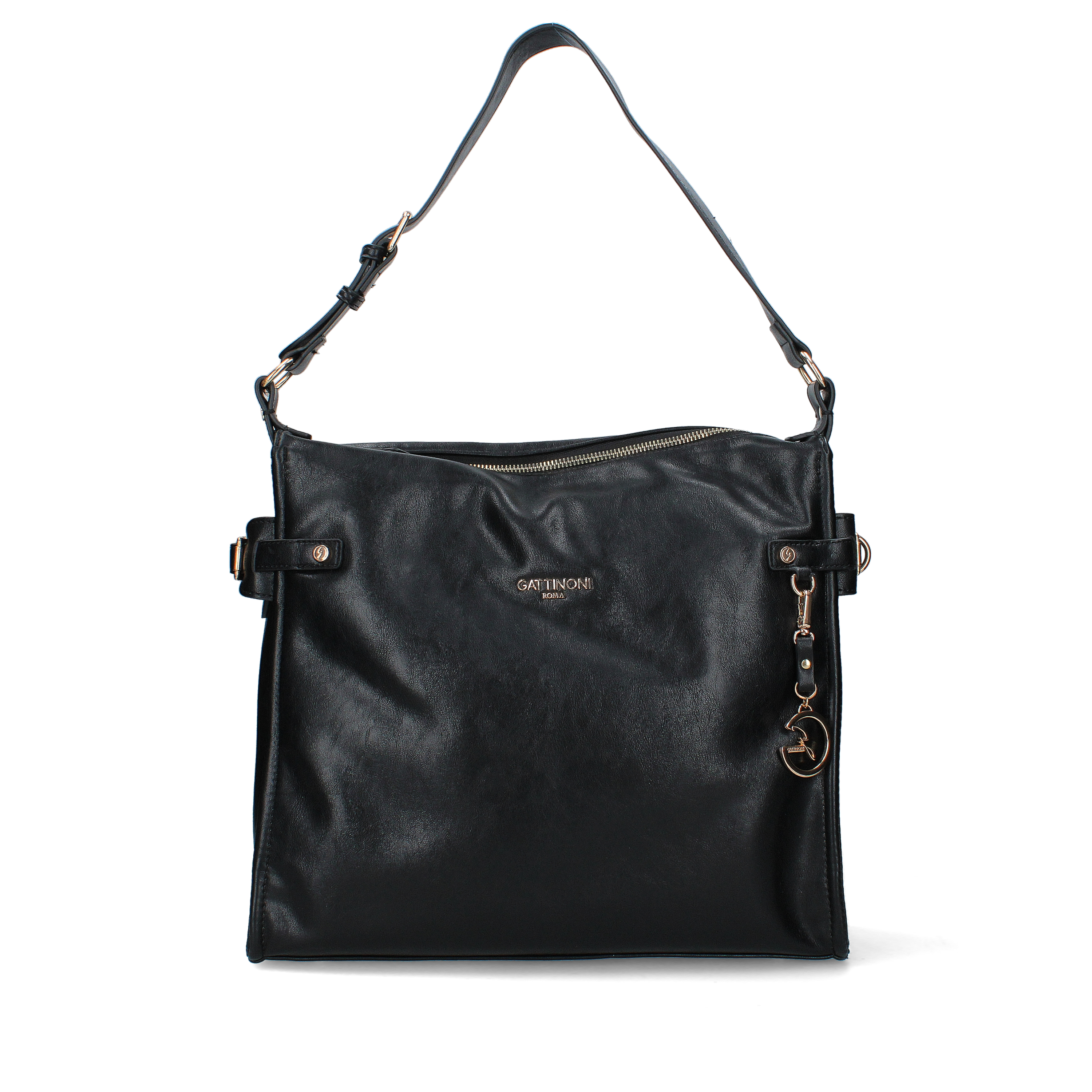 BORSA A SPALLA CON MANICI REGOLABILI DONNA NERO