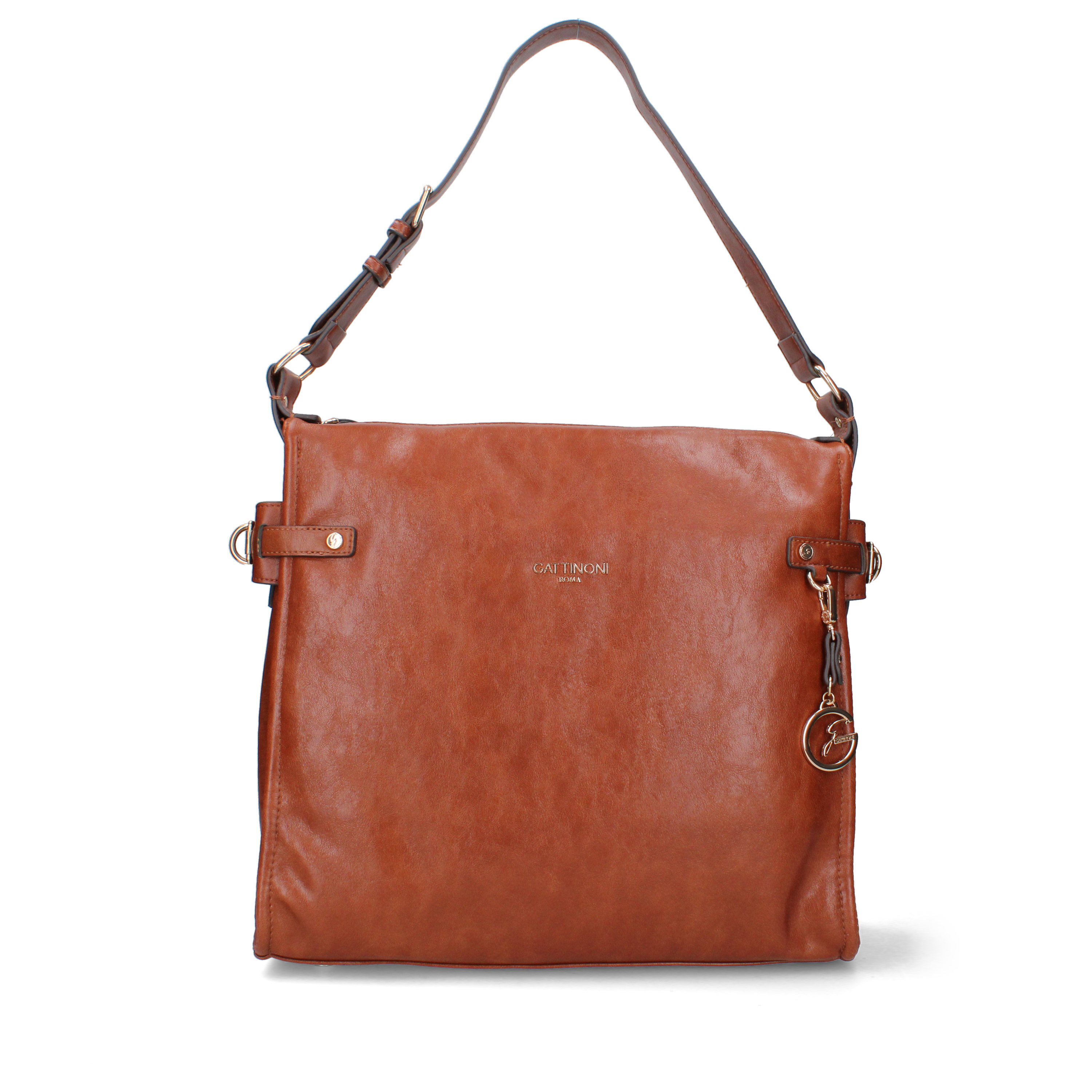 BORSA A SPALLA CON MANICI REGOLABILI DONNA MARRONE