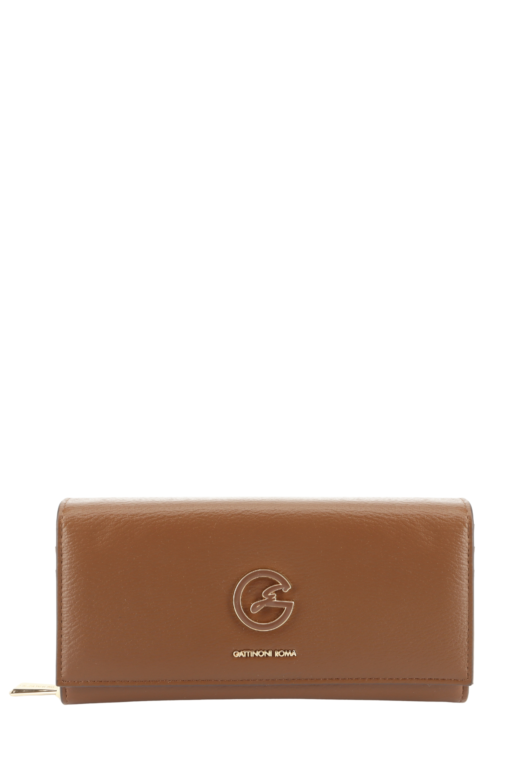 PORTAFOGLIO GRANDE EFFETTO MARTELLATO CON LOGO METALLICO DONNA MARRONE