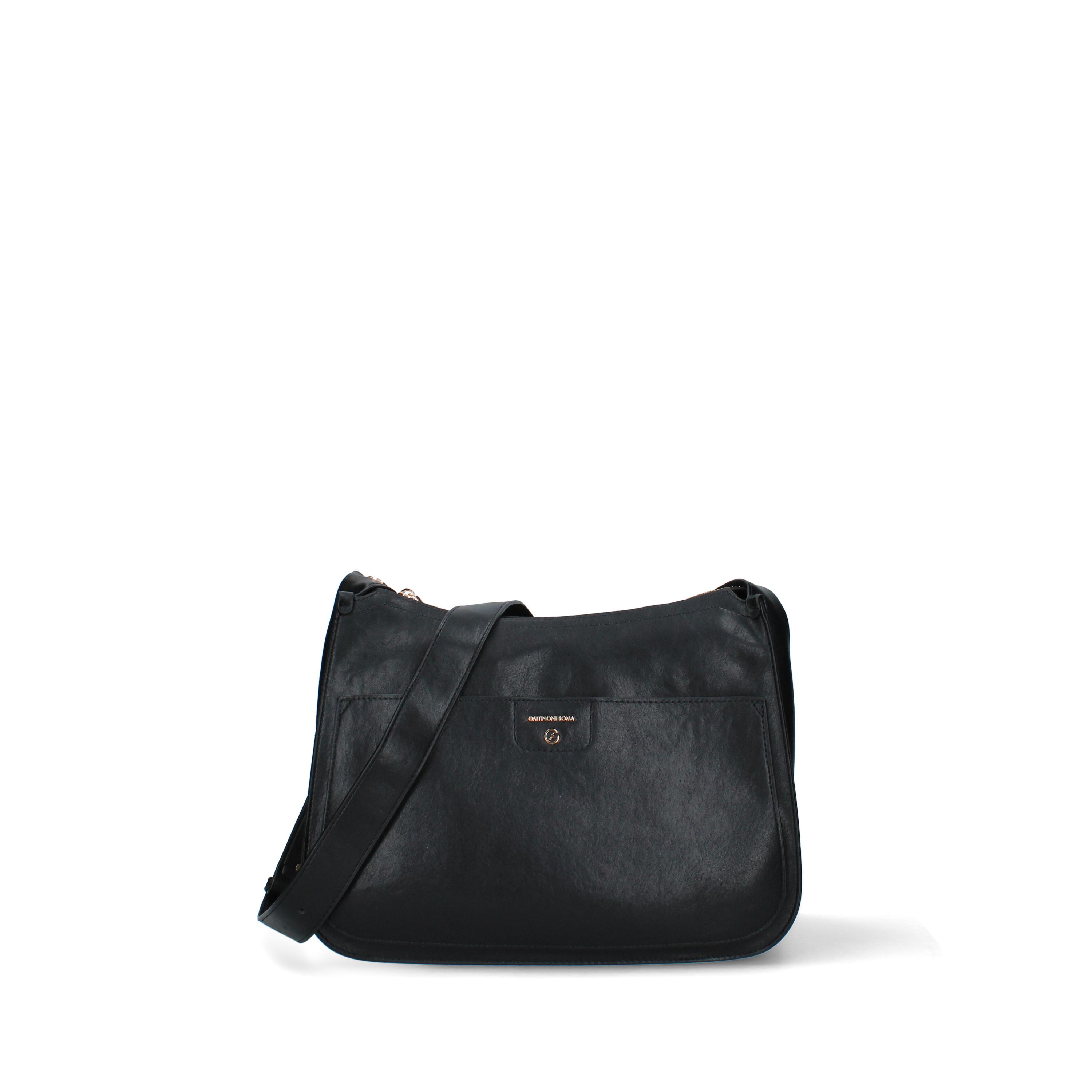 BORSA A SPALLA HOBO CON TASCA FRONTALE E TRACOLLA DONNA NERO
