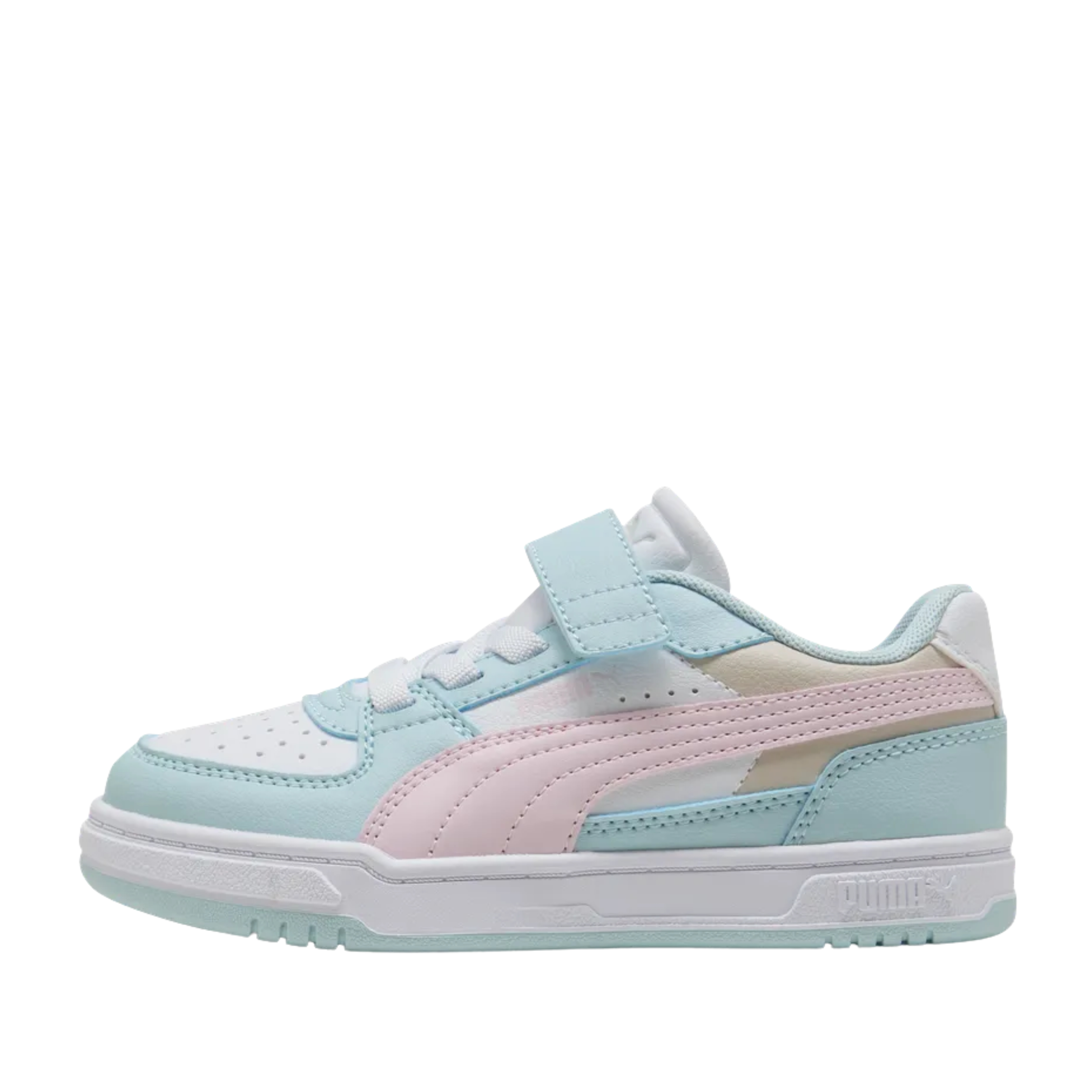 SNEAKERS BASSE COLOR BLOCK CON STRAPPO BAMBINA CELESTE