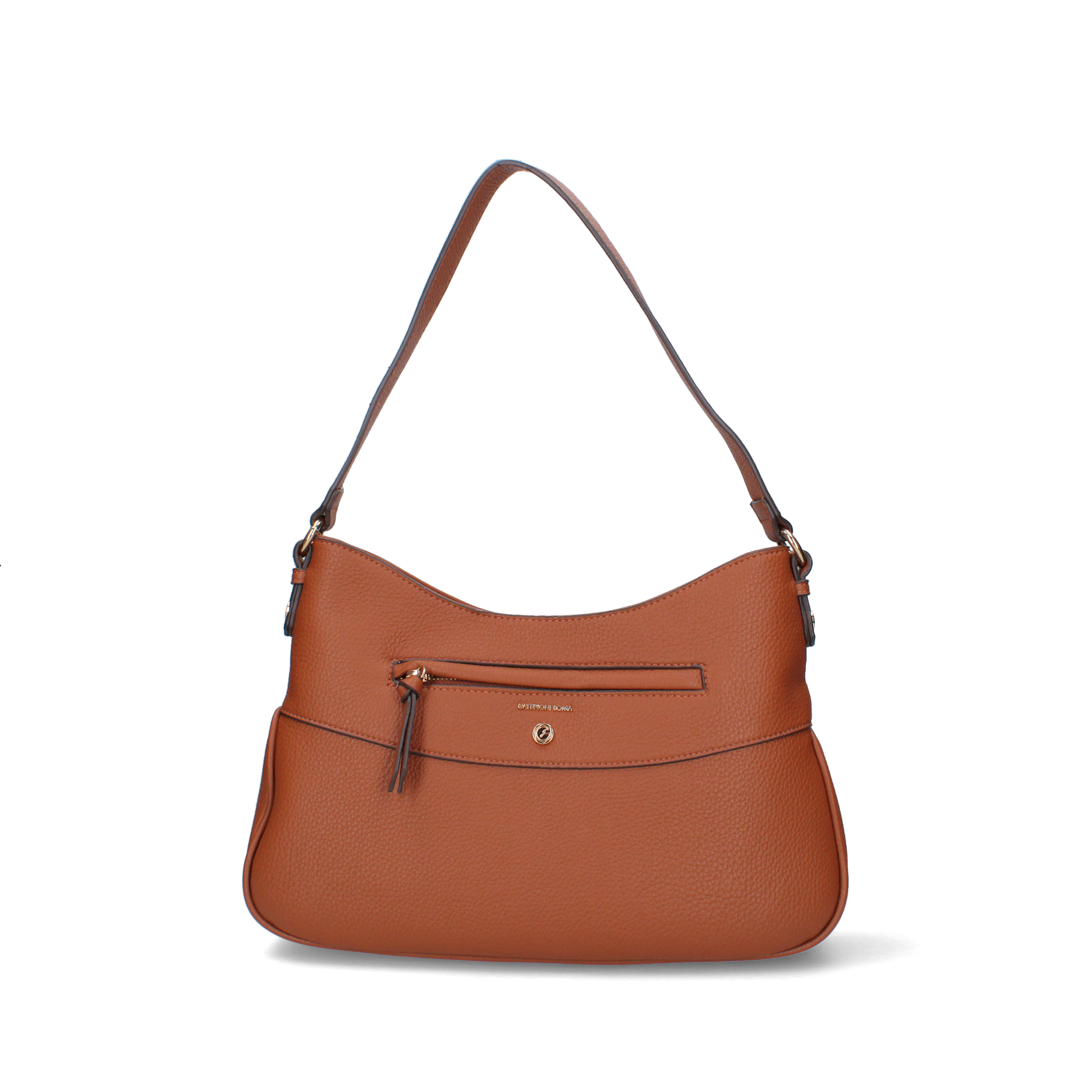 BORSA A SPALLA HOBO CON TASCA FRONTALE E TRACOLLA DONNA CUOIO