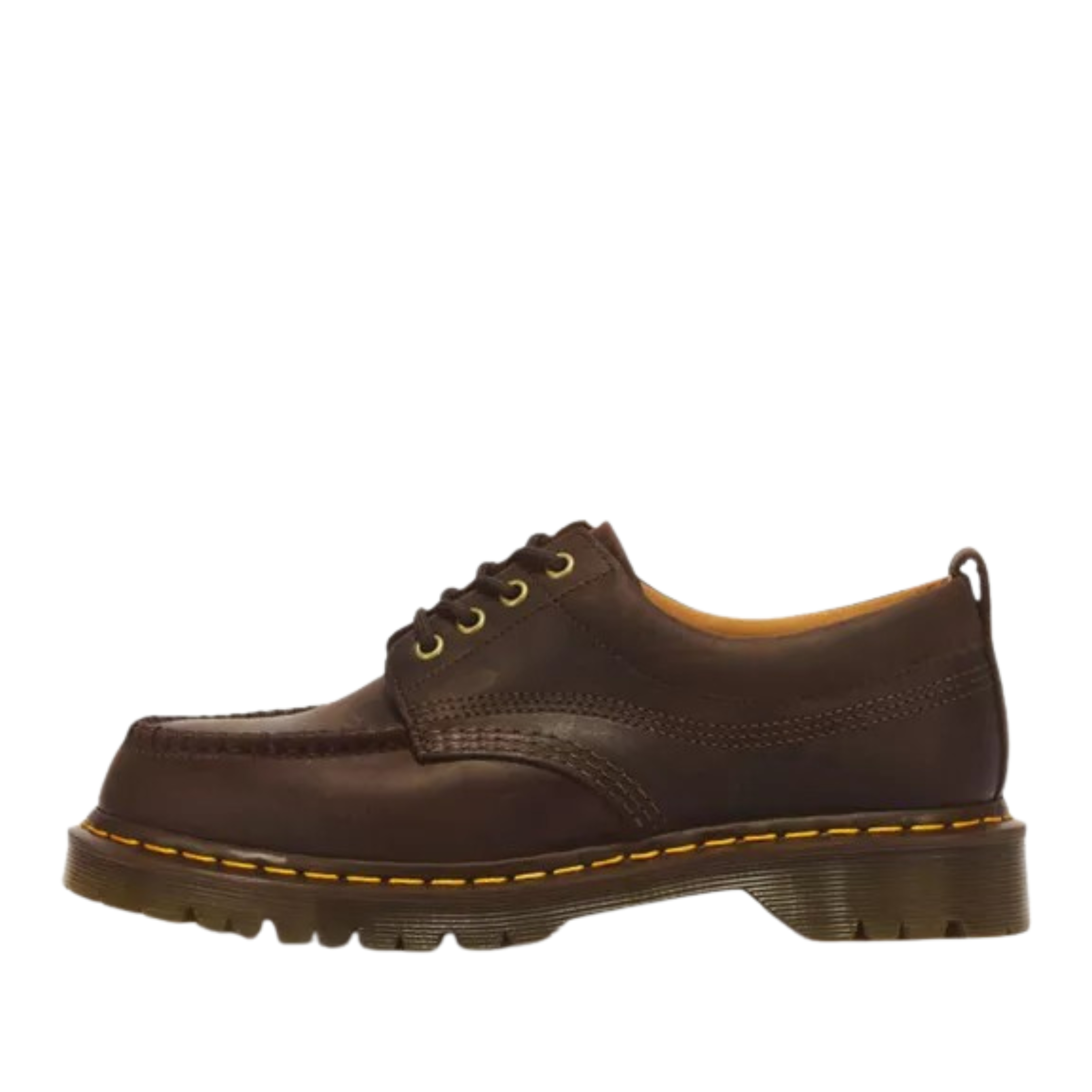 STRINGATE DERBY IN PELLE CRAZY HORSE CON PUNTA MOC TOE UOMO MARRONE